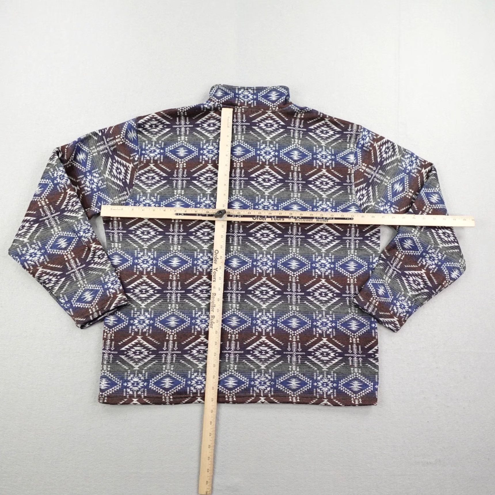 Ariat Ariat Sweater Shirt Mens XL Pullover Fleece Aztec Western Geometric Mock Neck Brown Blue Gray Southwestern Logo Size US XL / EU 56 / 4 - 4 Thumbnail