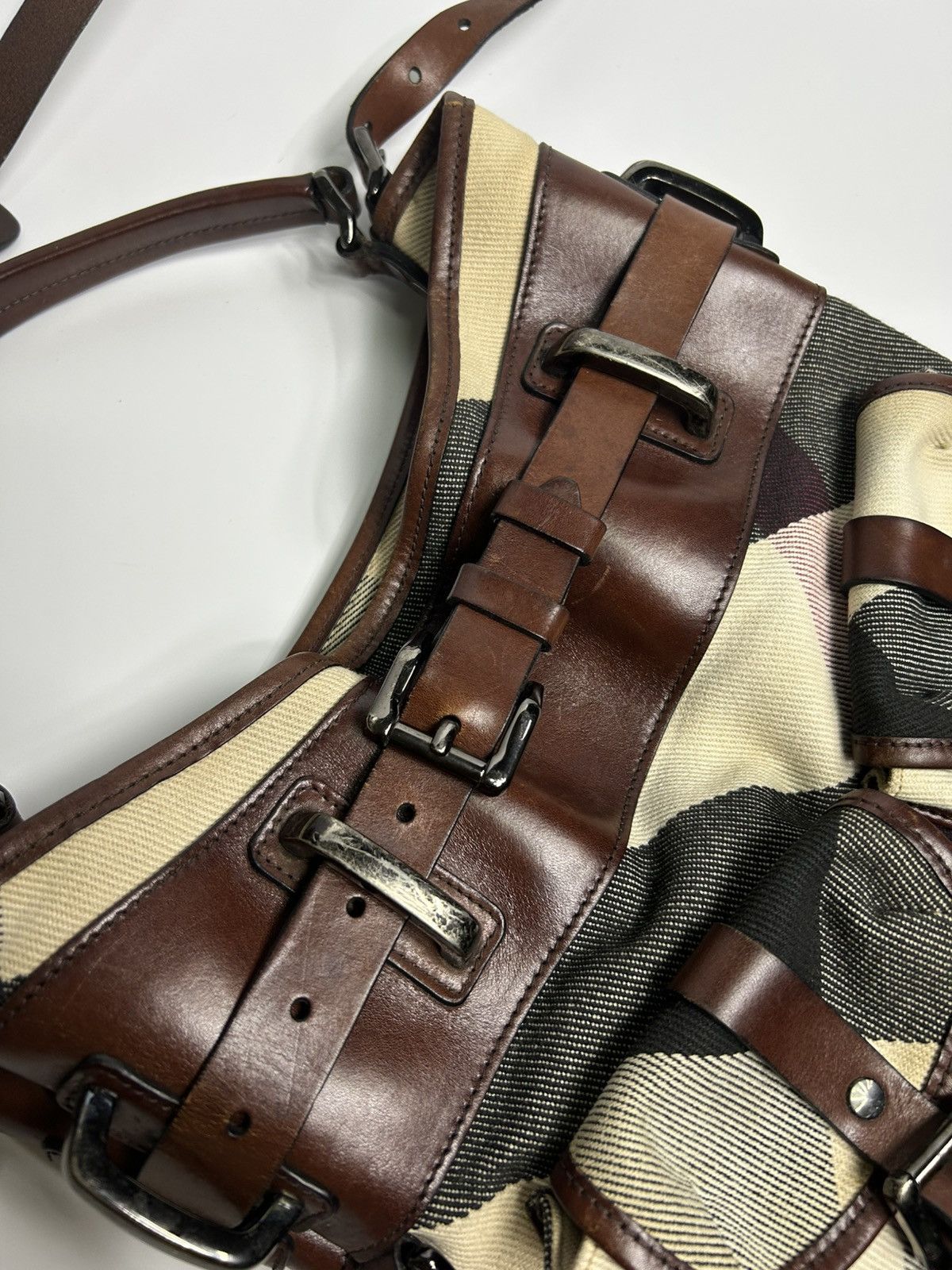 Burberry Burberry Mega Check Canvas Dark Leather Lowry Size ONE SIZE - 5 Thumbnail