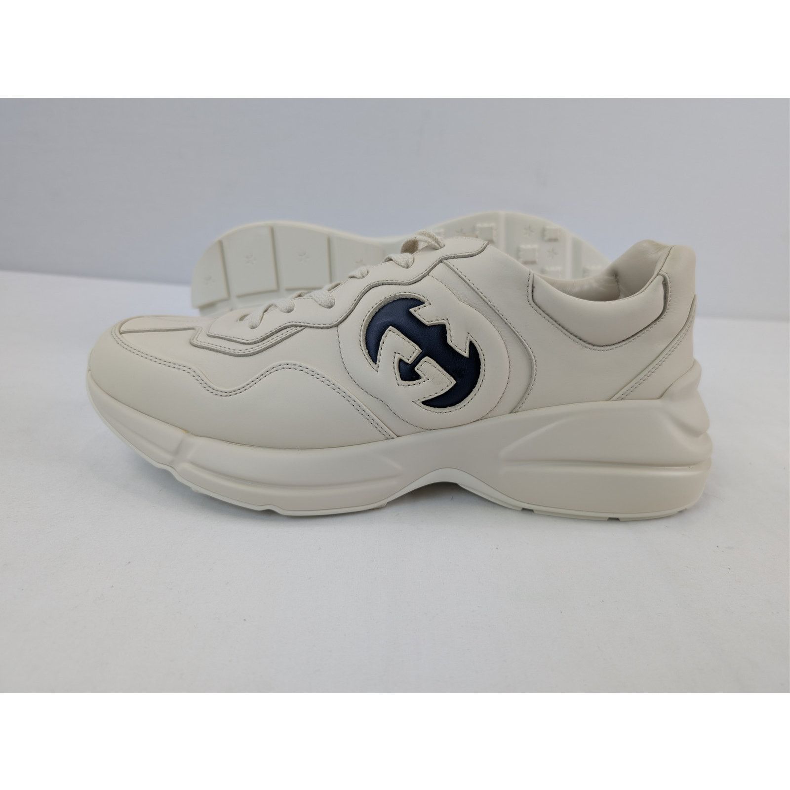 Gucci o1rshd1 leather Interlocking G logo Rhyton sneakers in ivory Size US 12.5 / EU 45-46 - 14 Thumbnail