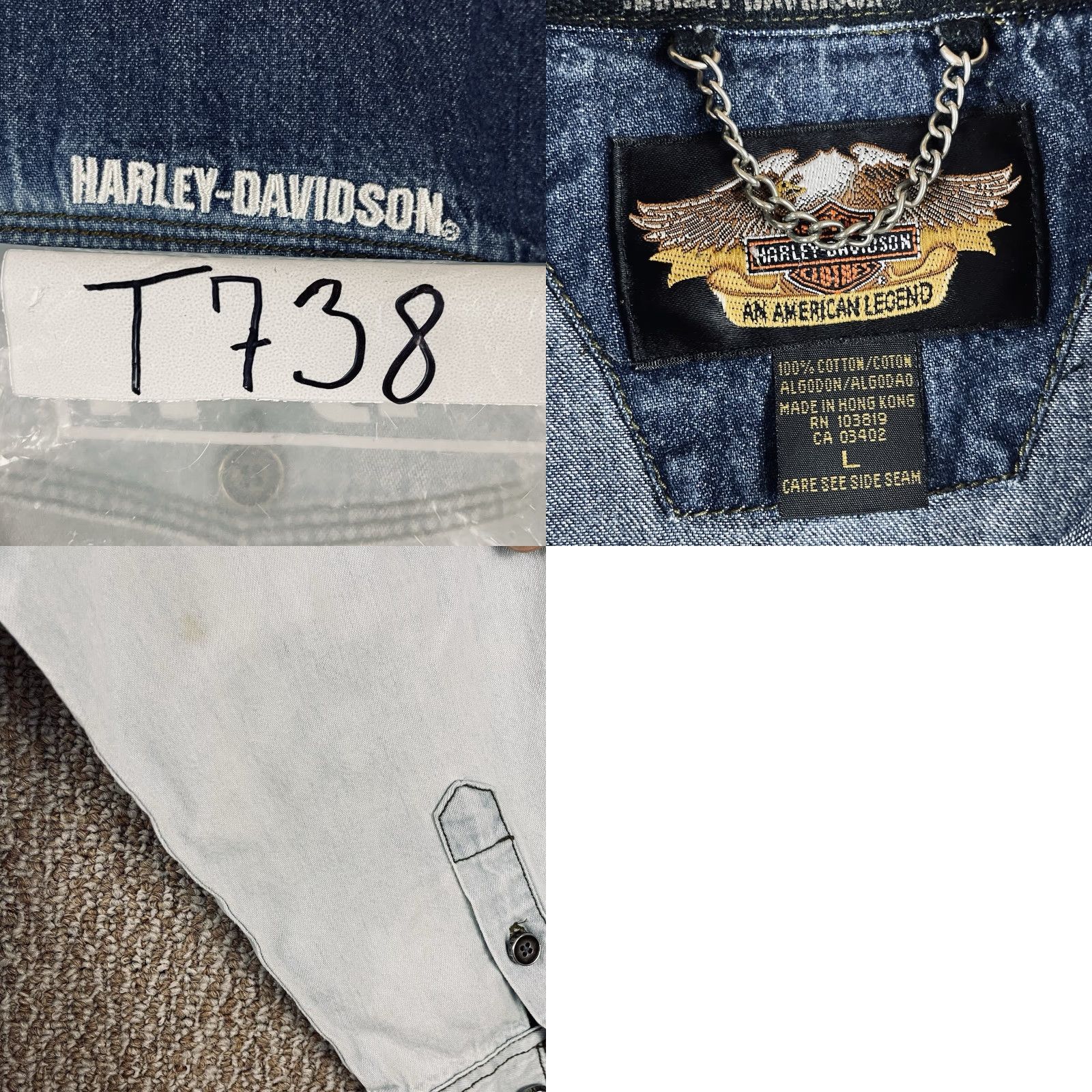 Harley Davidson VINTAGE Harley-Davidson Denim Button-Up Shirt Mens Large Blue 90s Ombré T738 Size US L / EU 52-54 / 3 - 10 Thumbnail
