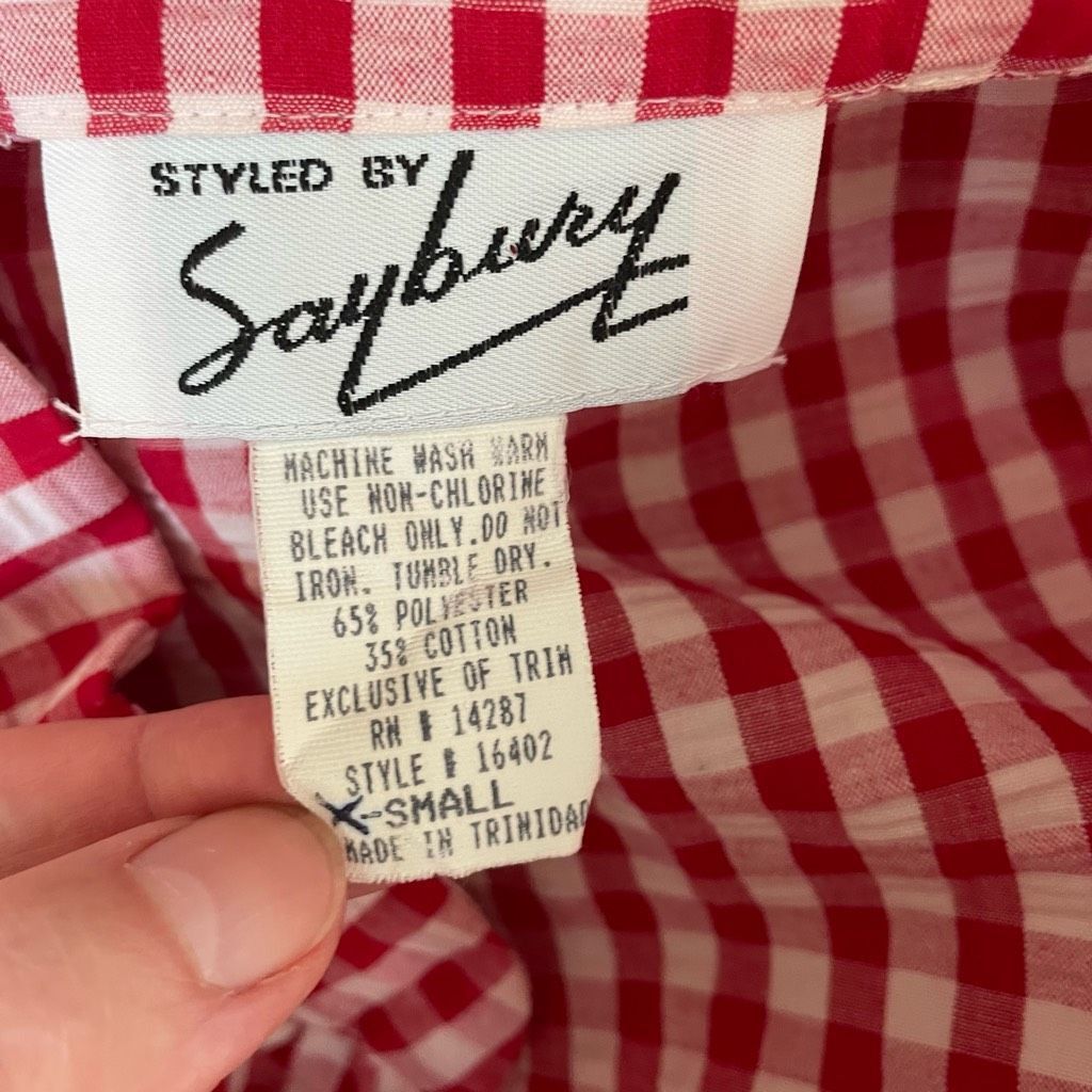 Vintage Vintage 70s Styled by Saybury Red Gingham House Coat Nightgo Size ONE SIZE - 6 Thumbnail
