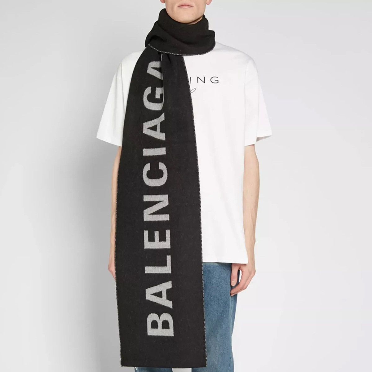 Balenciaga Balenciaga Scarf Logo Jacquard Wool Unisex Grailed