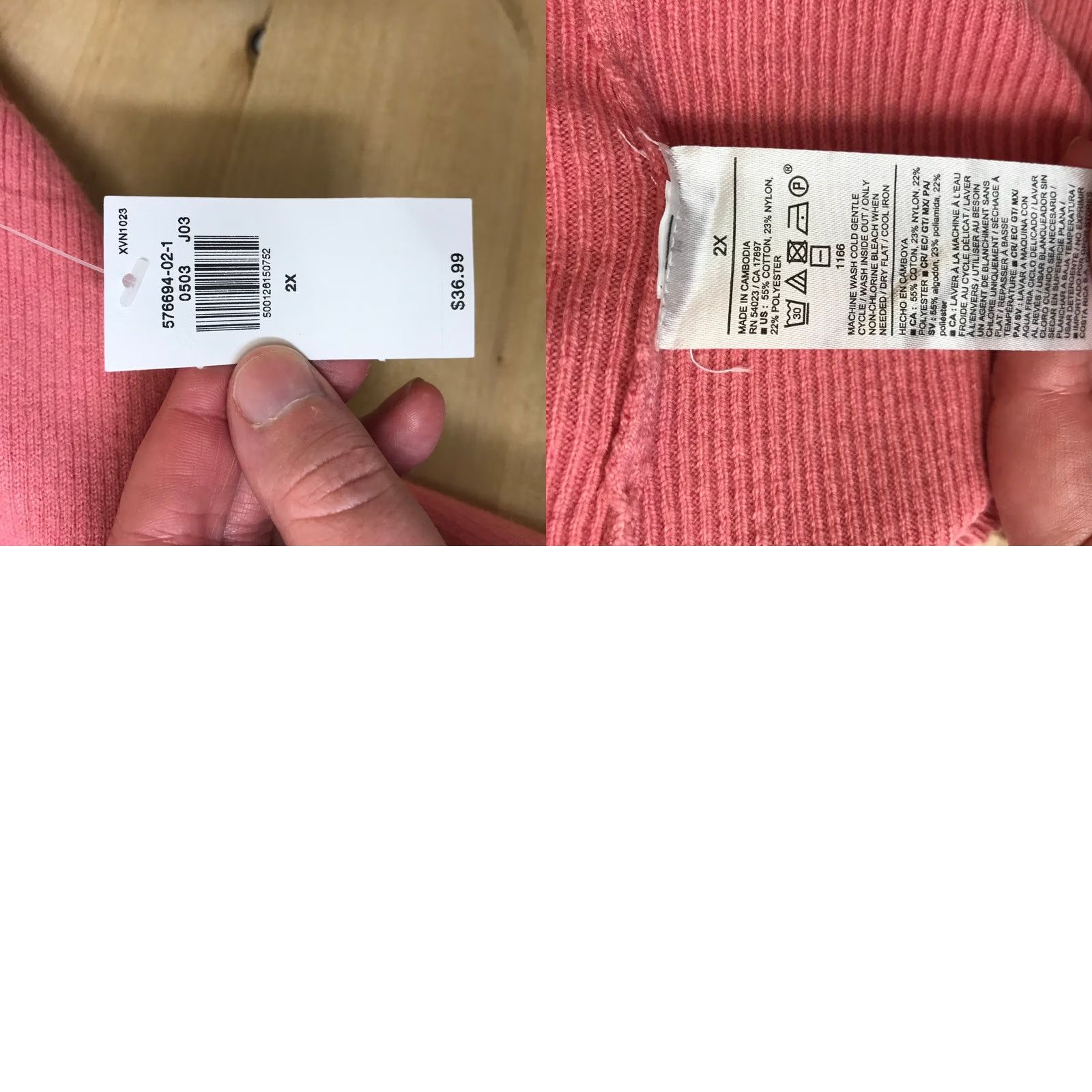 Old Navy Old Navy Pink Ribbed Knit Sweetheart Square Neck Sweater 2X Womens Pullover Knit Shirt Size XXL / US 16-18 / IT 52-54 - 8 Thumbnail