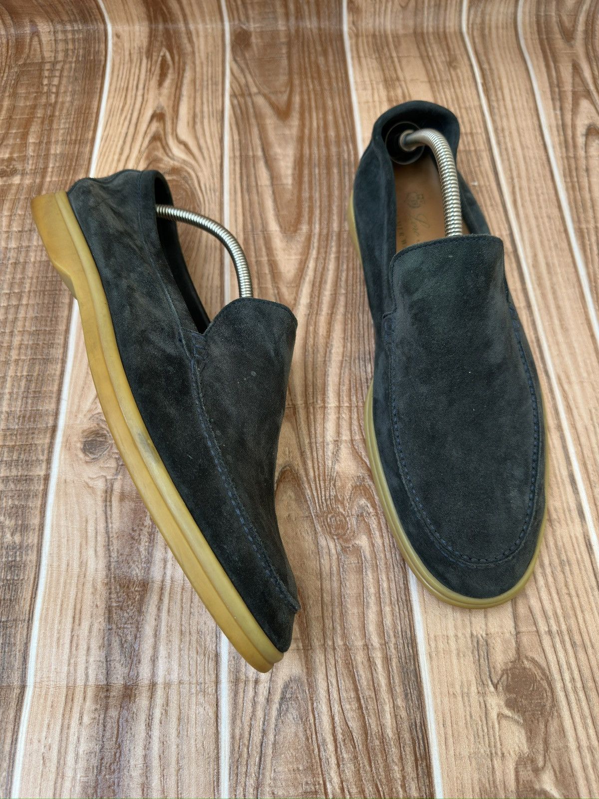 Loro Piana Loro Piana Greeny Blue Suede Summer Walk Loafers Size US 13 / EU 46 - 7 Thumbnail
