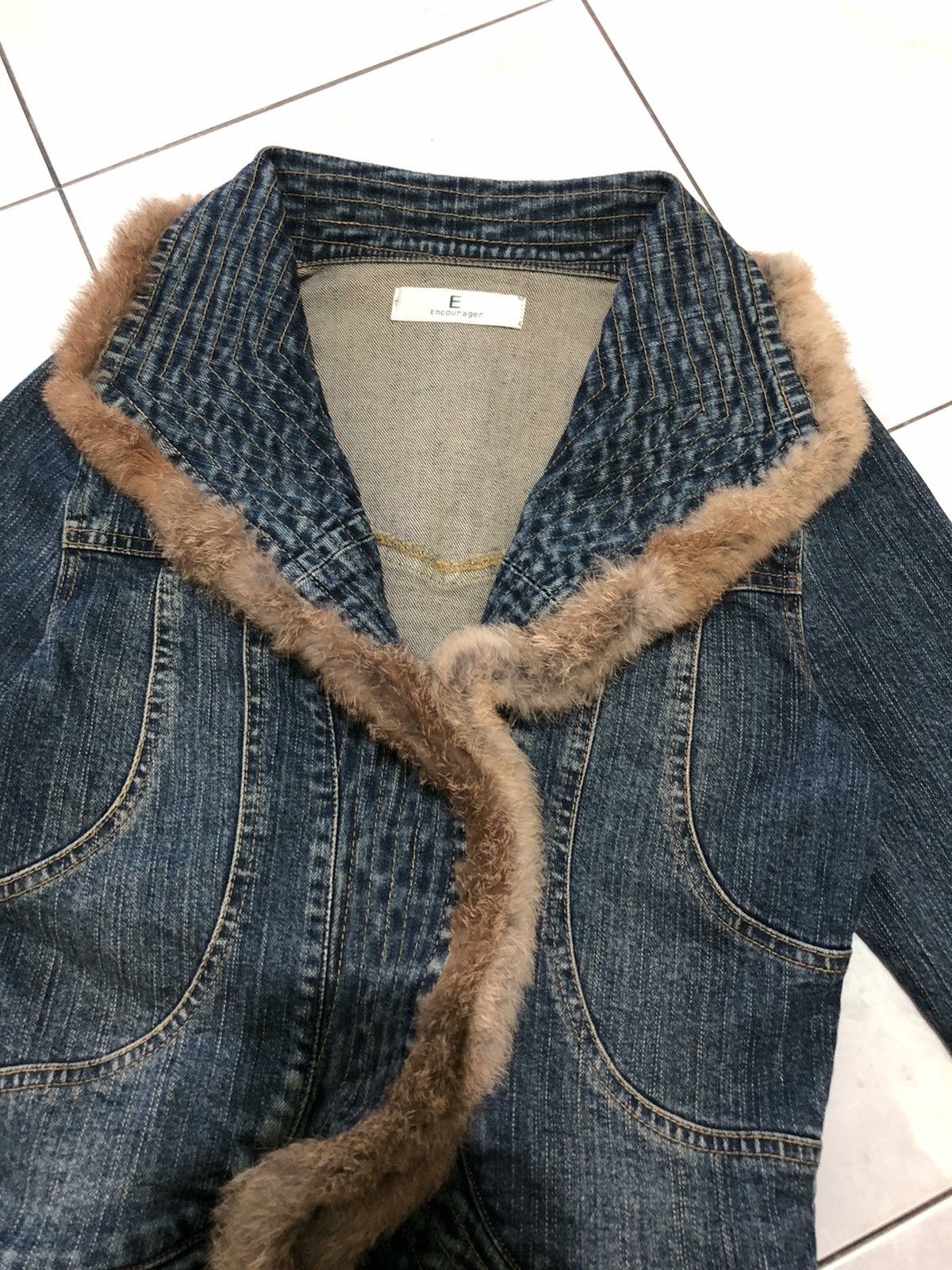 Vintage Encourager Japanese Brand Foxy Denim Jacket n Fur Rabbit Size S / US 4 / IT 40 - 7 Thumbnail