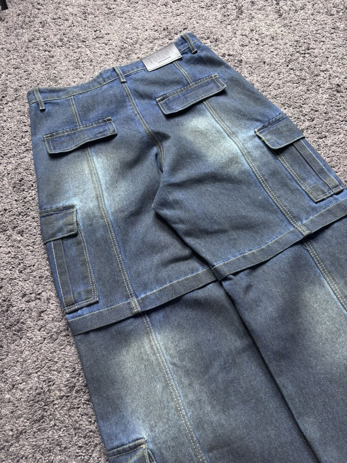 Vintage Vintage wide leg rare night blue baggy flared cargo jeans Size US 33 - 16 Thumbnail