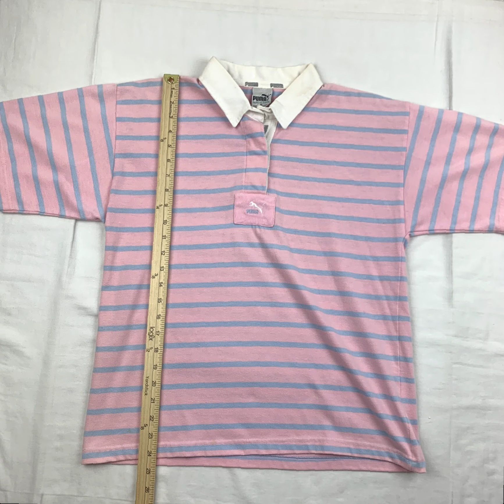 Puma VINTAGE Puma Polo Shirt Adult M Pink Stripes Collared Shirt Sports 80s 90s Mens Size US M / EU 48-50 / 2 - 7 Thumbnail