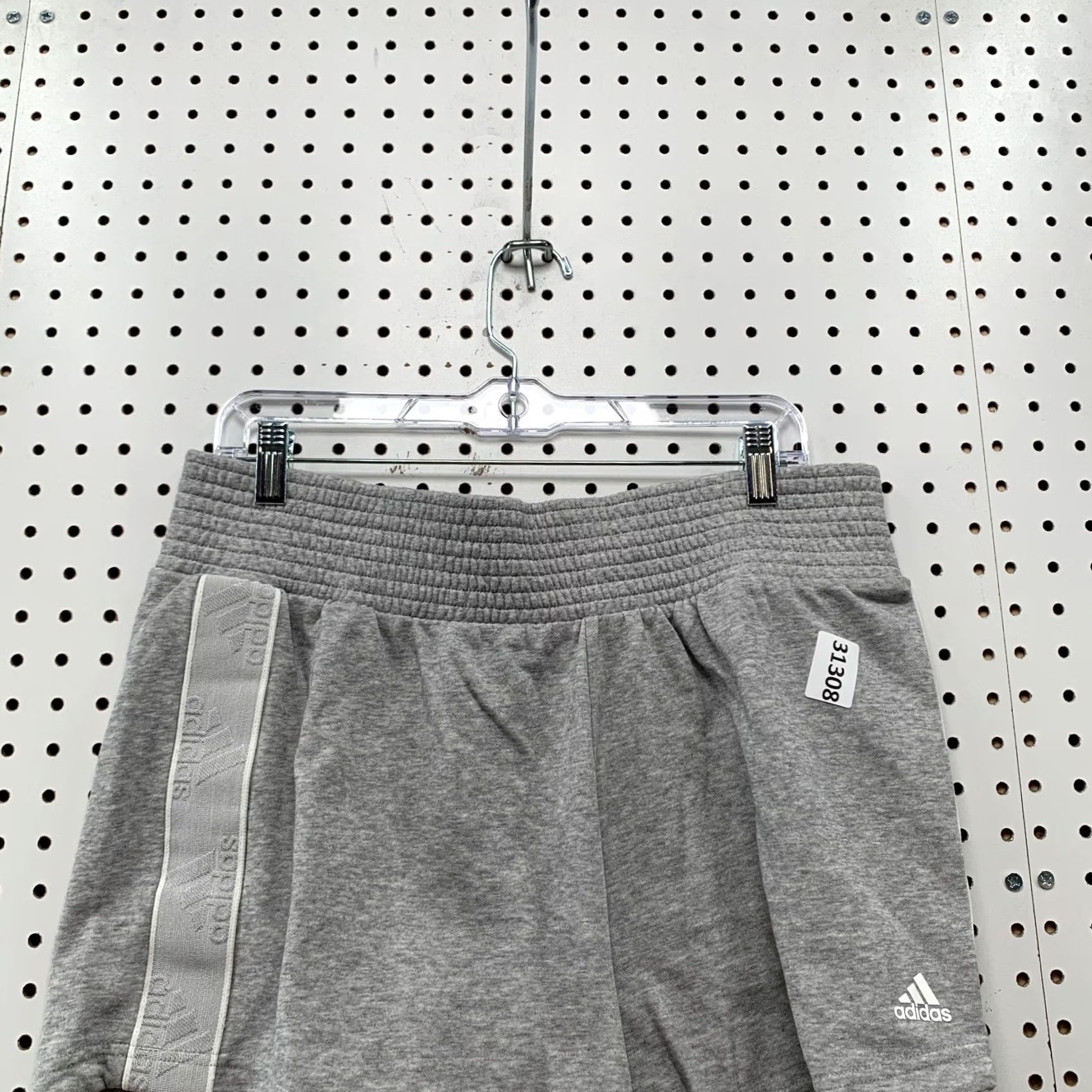 Adidas Adidas Sweat Shorts Men XL White Striped Fleece 34x3.5 Casual Active Size 40" / US 18 - 2 Thumbnail