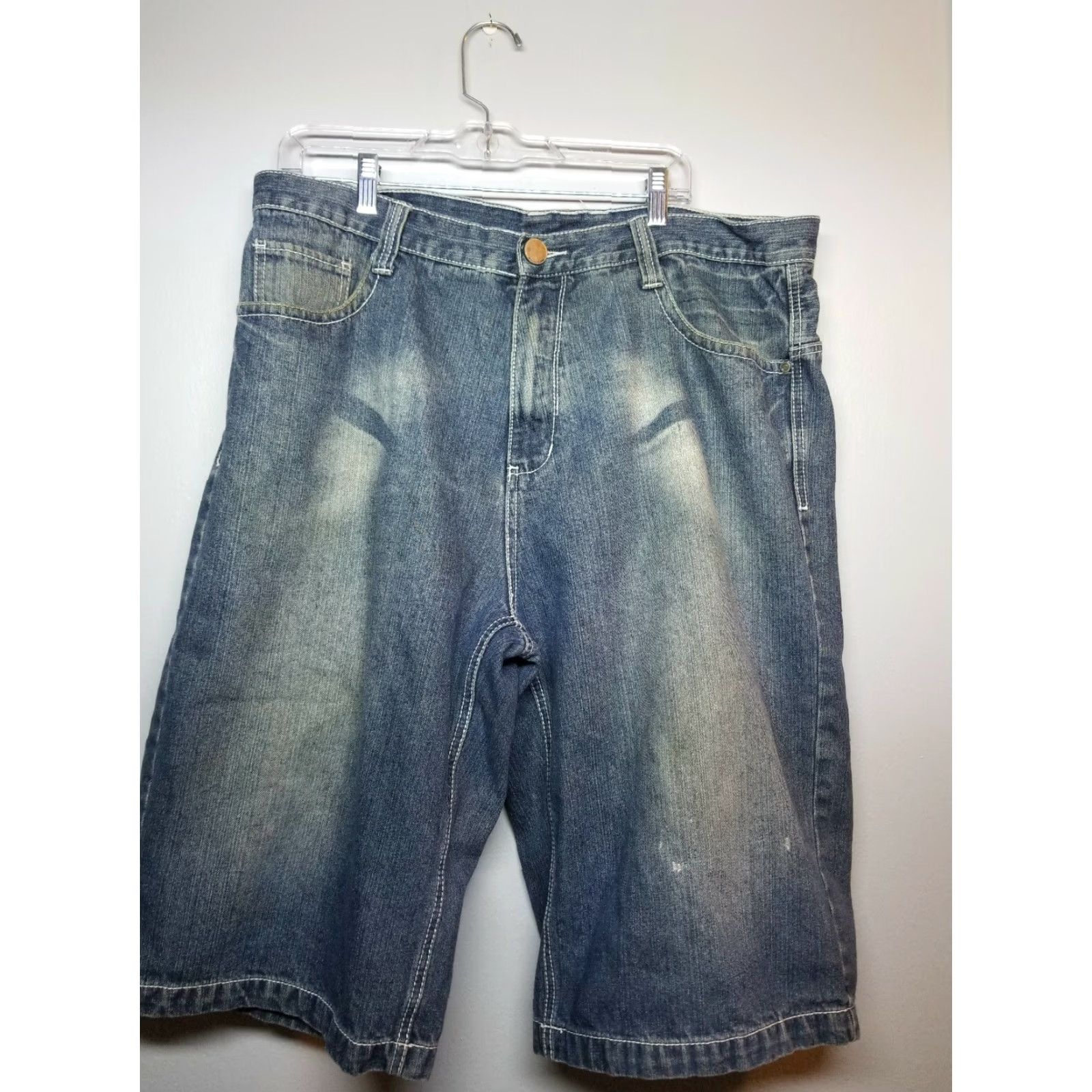 Denime VINTAGE Miskeen Denim Shorts Men 38 Casual 90s Hip Hop Blue Loose Fit Streetwear Size US 38 / EU 54 - 2 Thumbnail