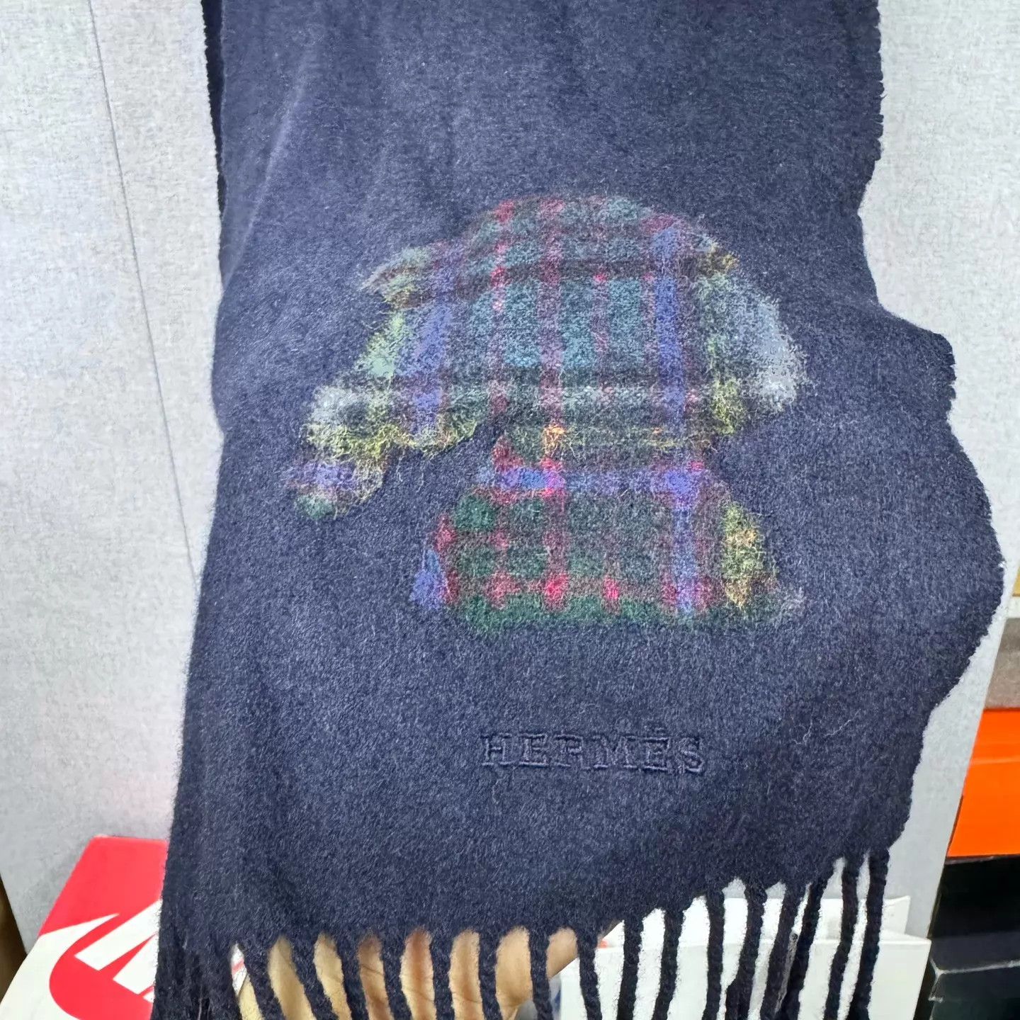 Hermes New Hermès Navy Cashmere Scarf Size ONE SIZE - 3 Thumbnail
