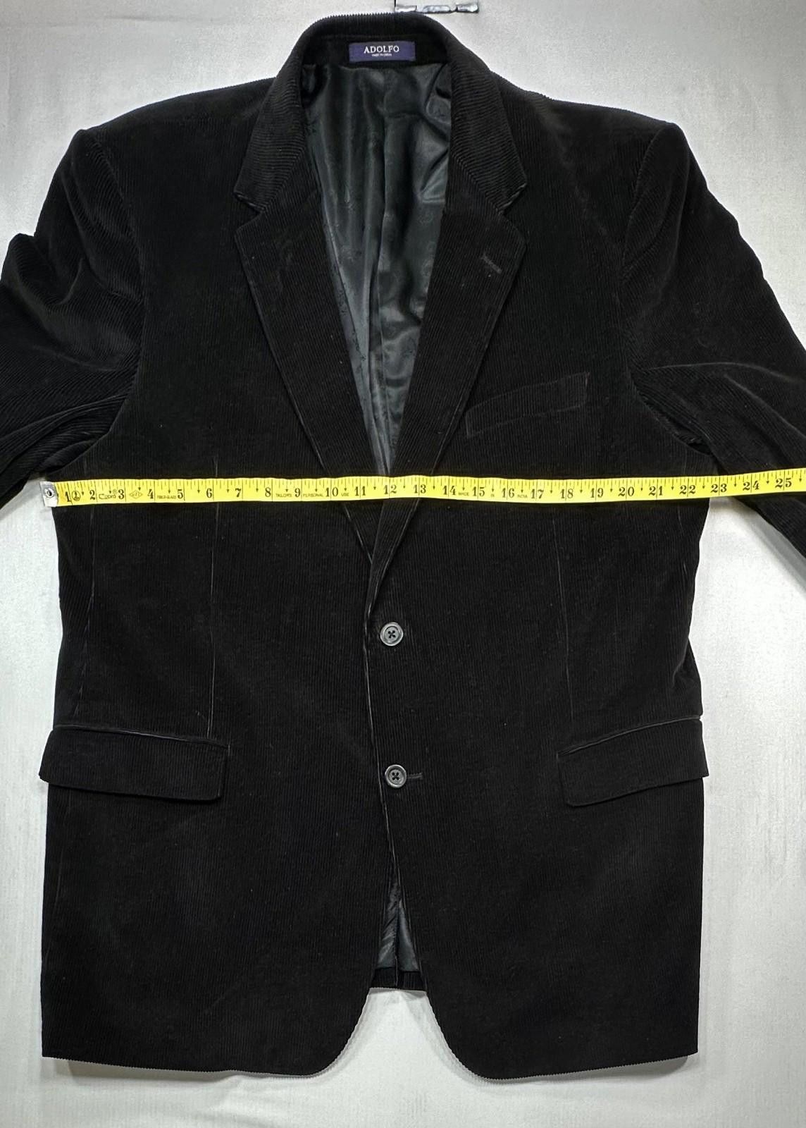 Adolfo Dominguez Adolfo Corduroy Two-Button Blazer Jacket Black Men's 46L Size 46L - 3 Thumbnail