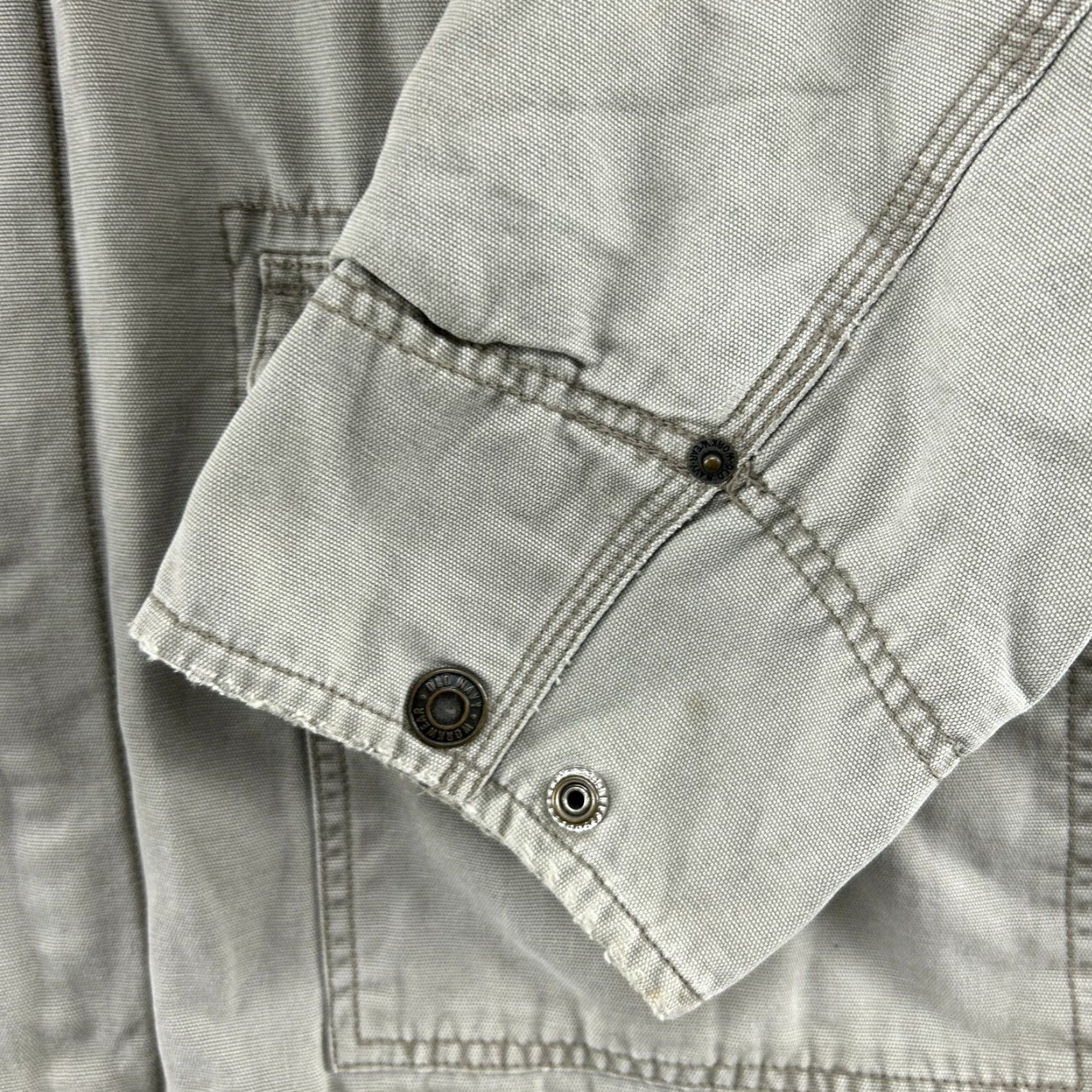 Old Navy VINTAGE Old Navy Jacket Mens L Beige Canvas Chore Barn Fleece Lined Workwear 90s Military Jacket Mens L Regular Gray Size US L / EU 52-54 / 3 - 6 Thumbnail