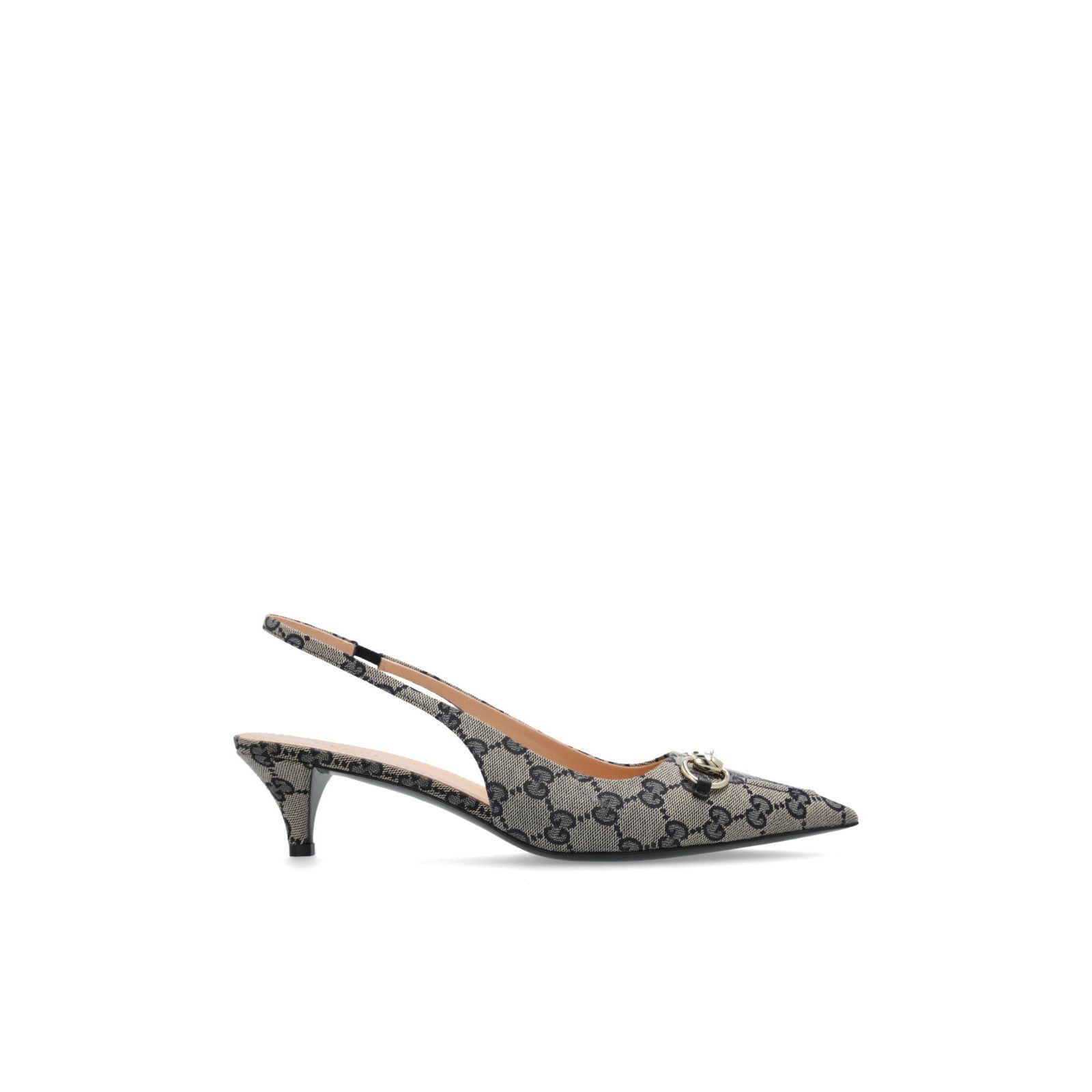 GUCCI Horsebit $1100 Beige/Blue Horsebit Slingback Pumps New