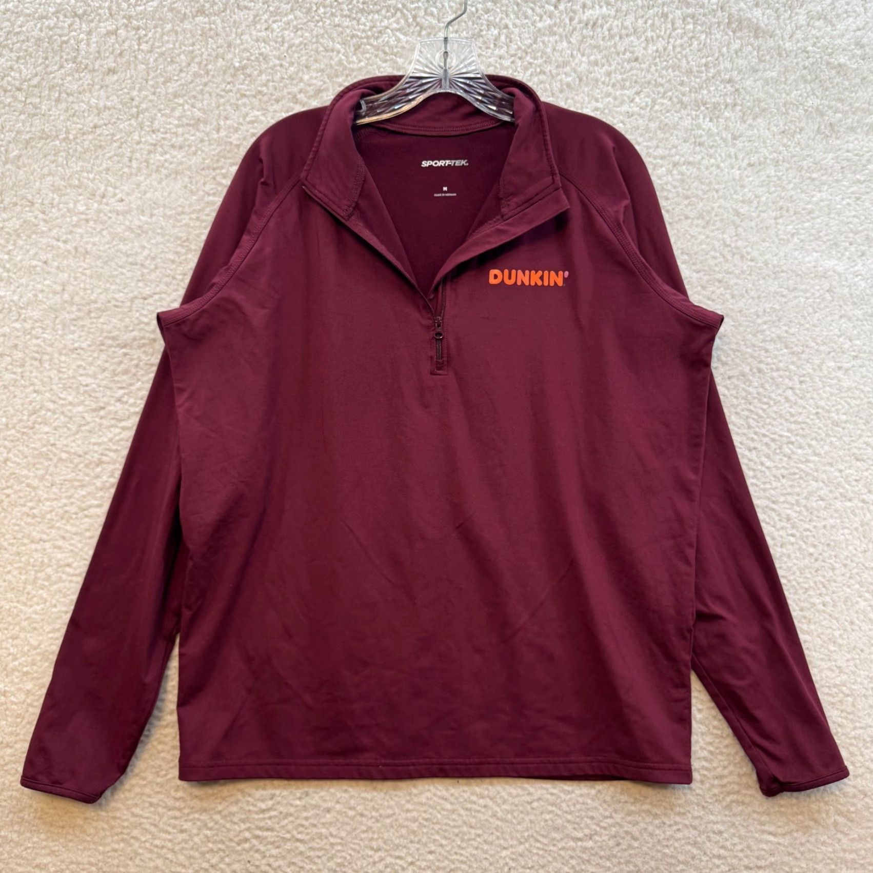 Vintage Dunkin Donuts Sweatshirt 1/4 Zip Mens Red M Pullover Long Sleeve Logo Employee Uniform Size US M / EU 48-50 / 2 - 2 Thumbnail