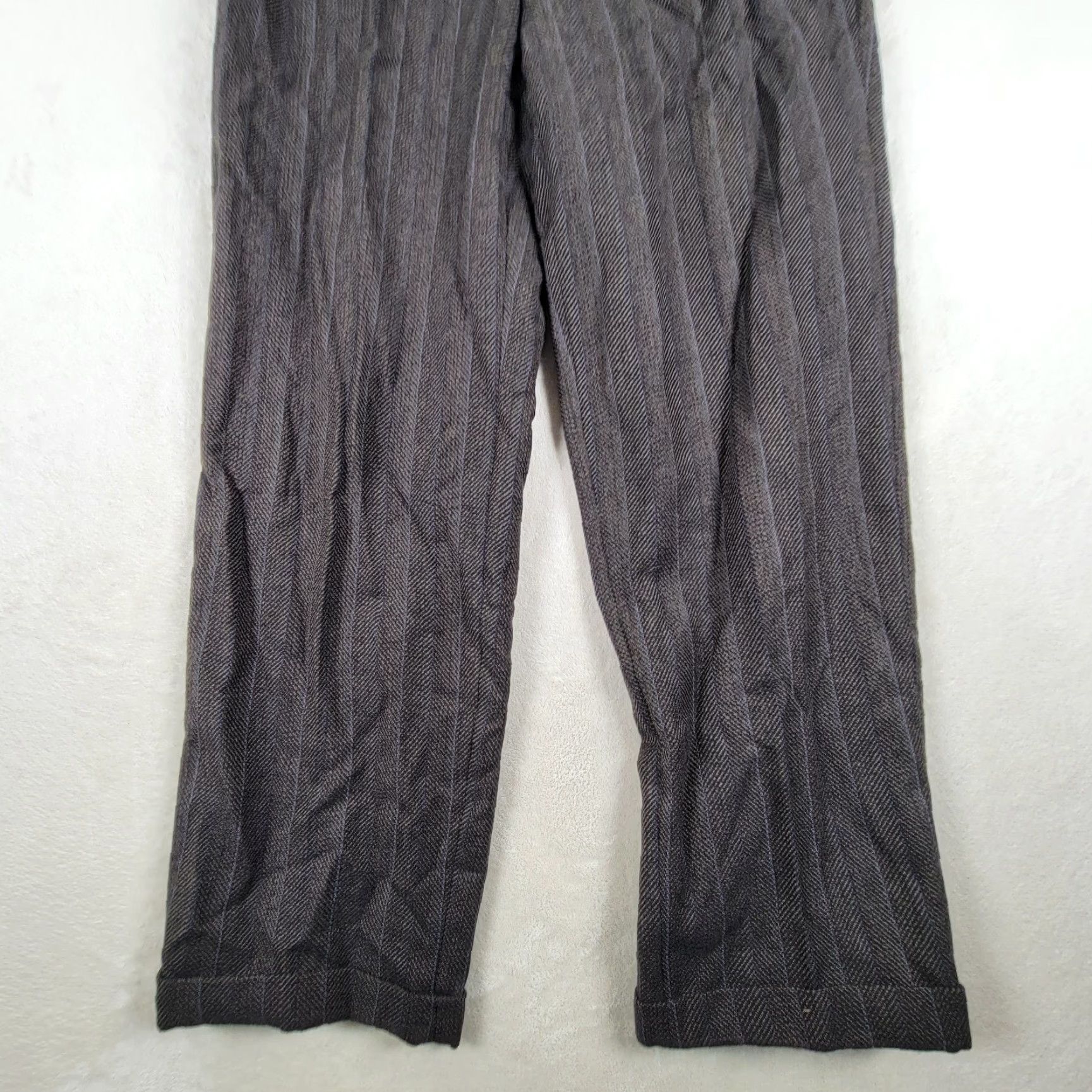 Vintage GENERIC MENS DRESS PANTS IN DARK Brown Wool Blend Striped 34x30 Casual Regular Mens Dress Pants 34 Brown Mens Size US 34 / EU 50 - 3 Thumbnail
