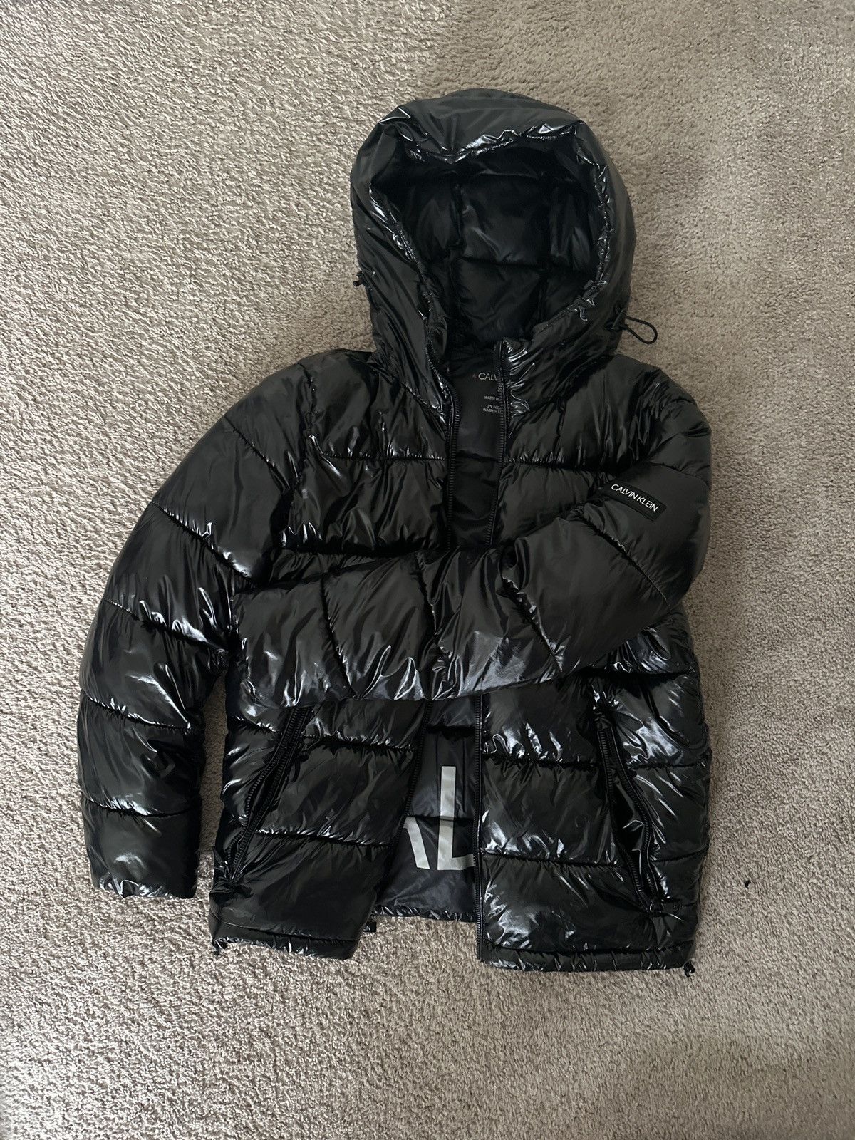 Calvin Klein Calvin Klein Men's High Shine Hooded Puffer Jacket Black