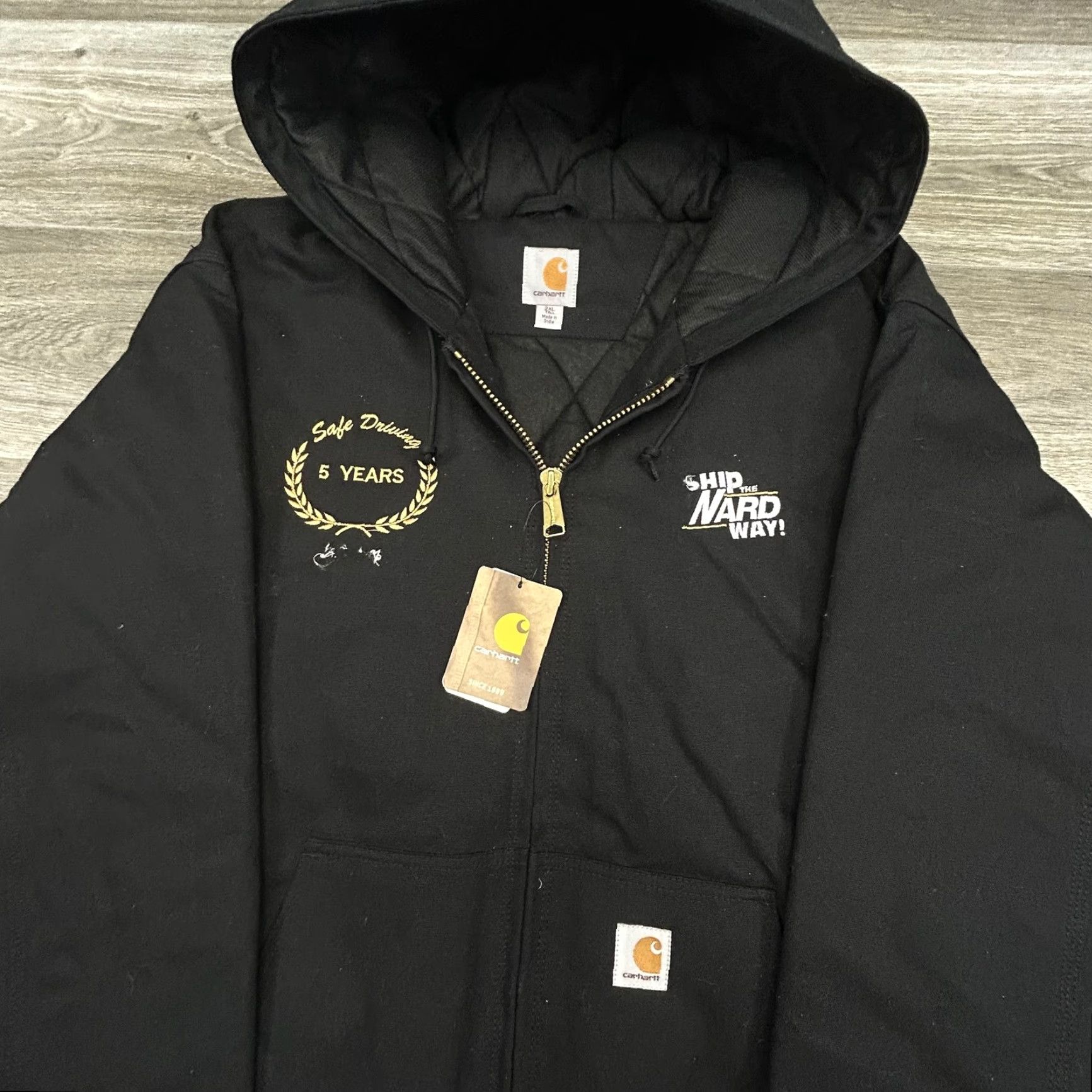 Carhartt Carhartt Jacket Mens 2XLT Black Hooded Canvas Quilted Insulated Workwear Bomber Jacket 103940 Size US XXL / EU 58 / 5 - 5 Thumbnail