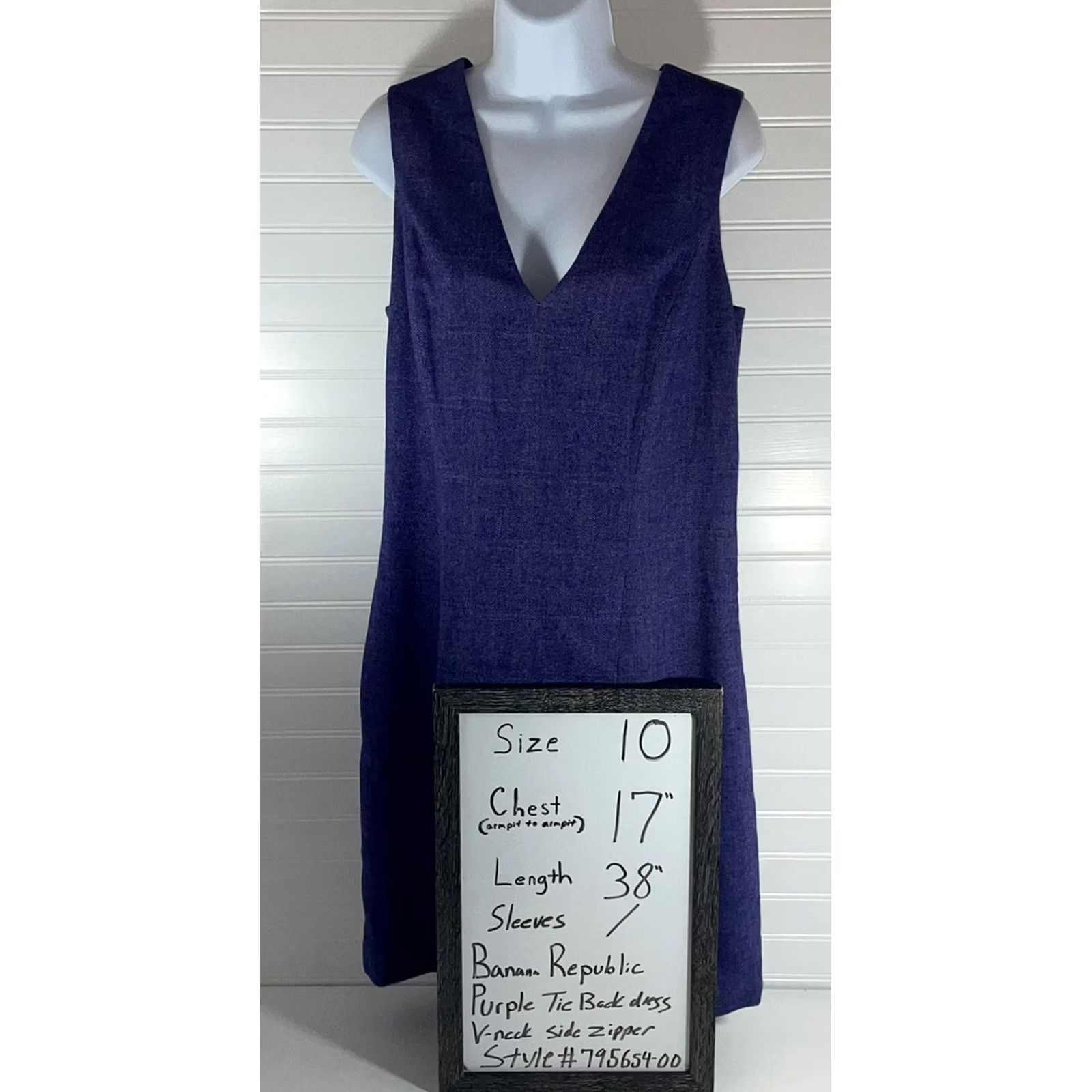 Banana Republic Banana Republic Dress Womens 10 Purple Neck Sleeveless Lined Style Size L / US 10 / IT 46 - 2 Thumbnail