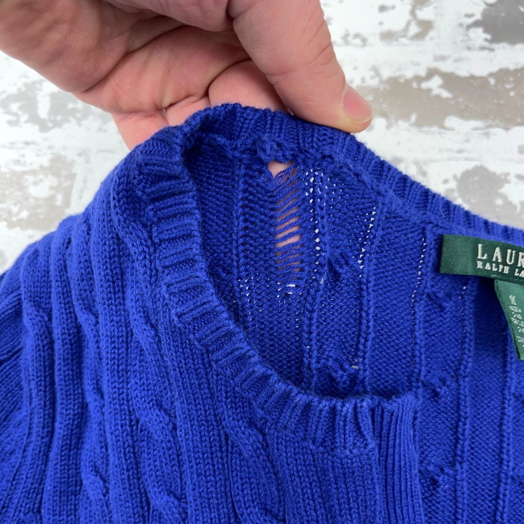 Ralph Lauren VINTAGE Lauren Ralph Lauren Sweater Women 1X Blue Cable-Knit V-Neck Pullover Regular Fit All Seasons Womens Women Size XL / US 12-14 / IT 48-50 - 6 Thumbnail
