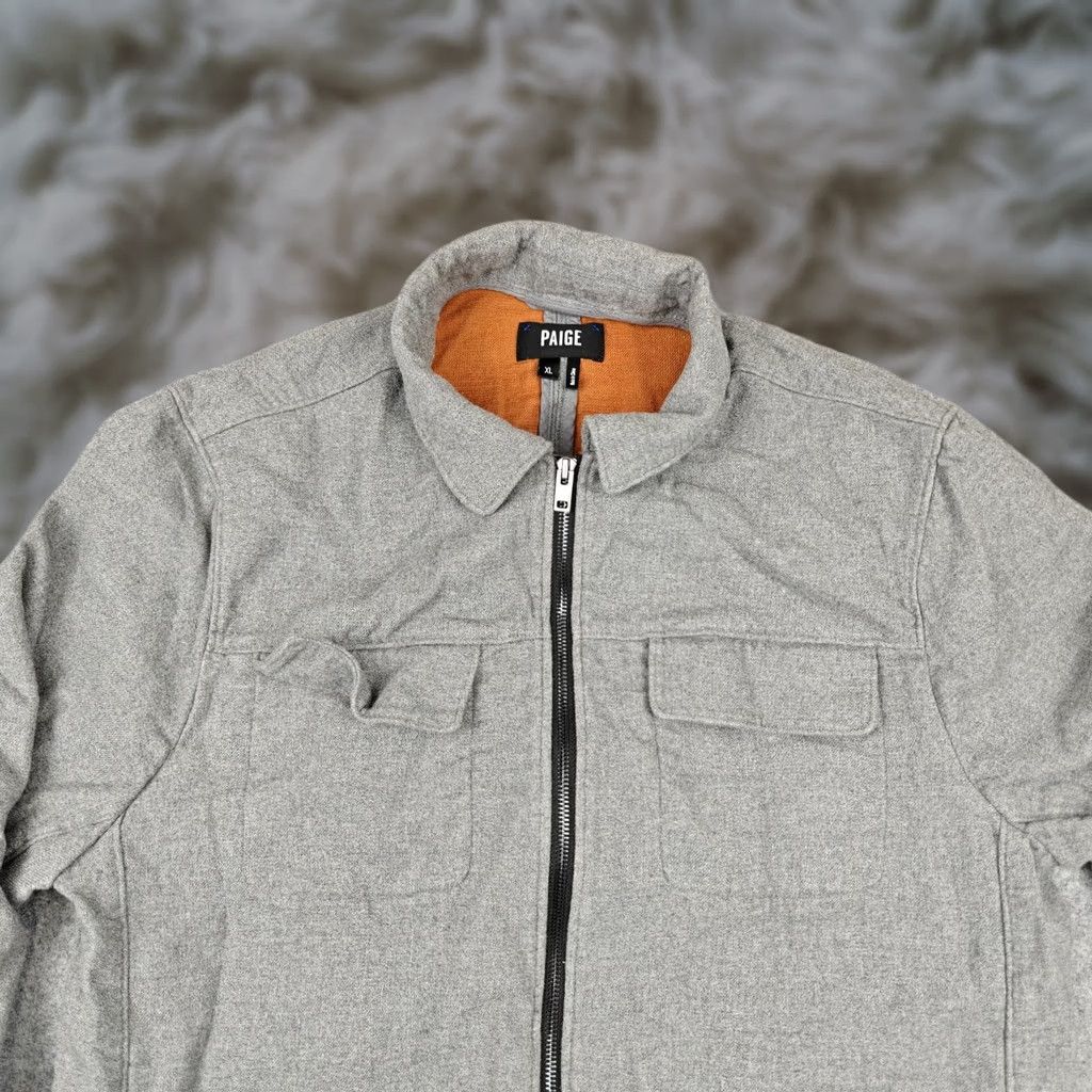 Paige Paige Jacket Mens XL Gray Cotton Flannel Bomber Full Zip Lined Pockets Size US XL / EU 56 / 4 - 1 Thumbnail