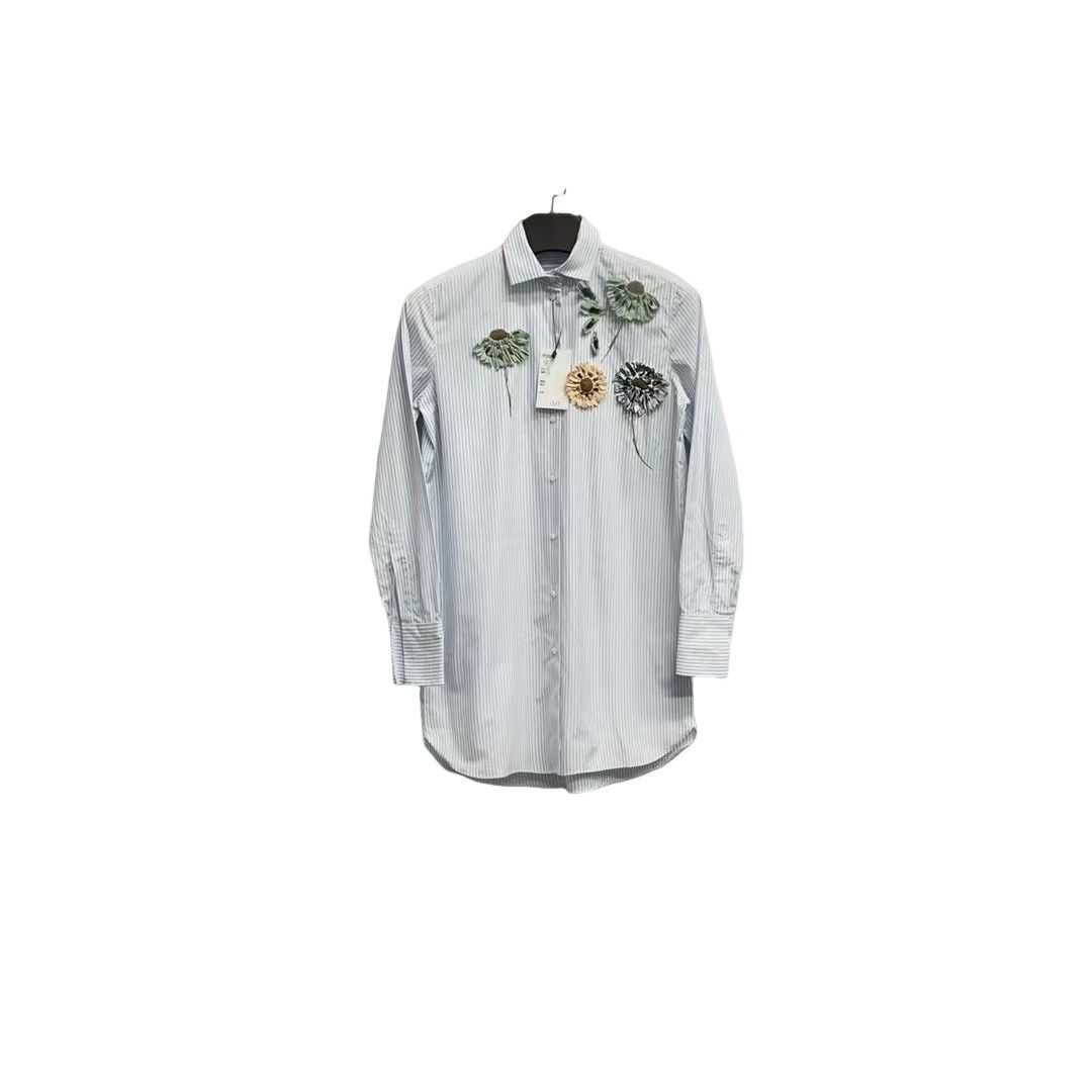 Valentino Valentino 3D Flower Applique Striped Shirt US S Size US S / EU 44-46 / 1 - 1 Thumbnail