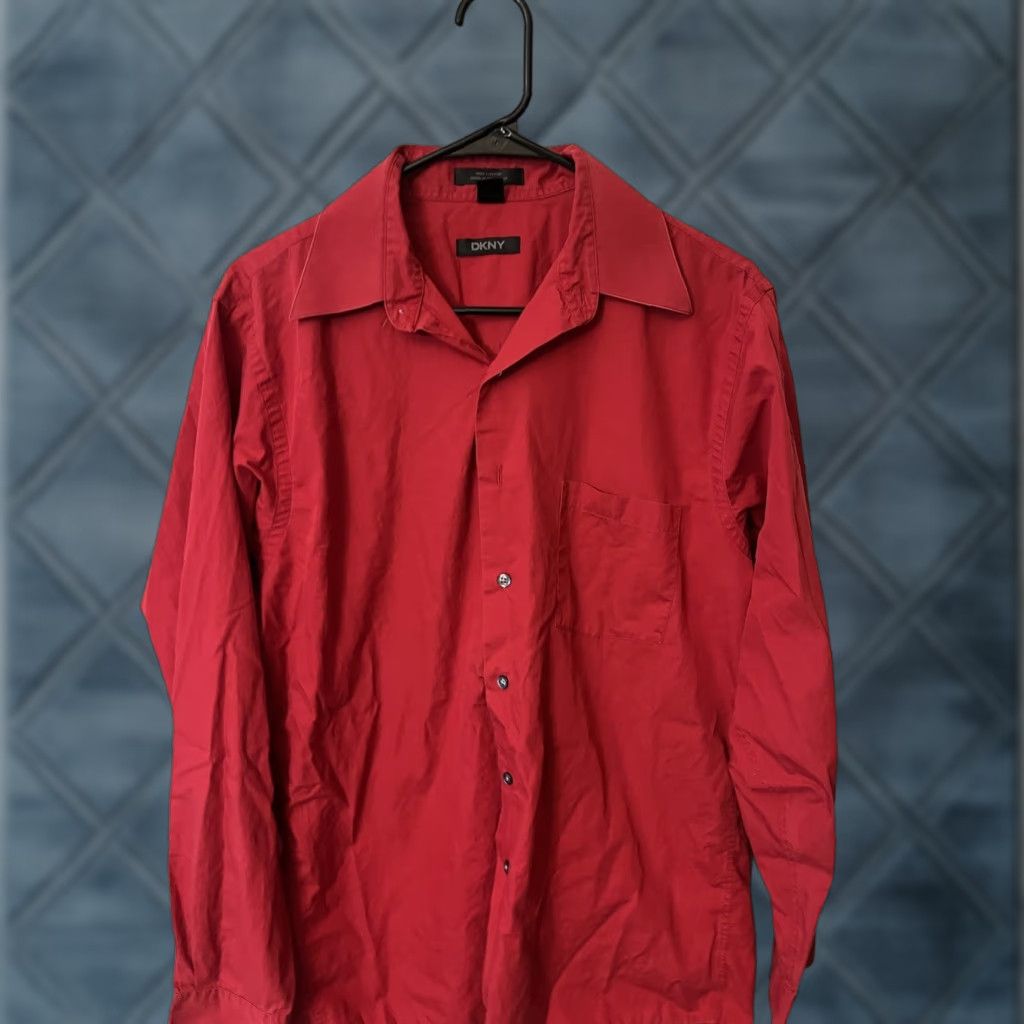 DKNY DKNY Cotton Shirt Mens Long Sleeve Button Shirt Size Medium Red Size US M / EU 48-50 / 2 - 1 Thumbnail