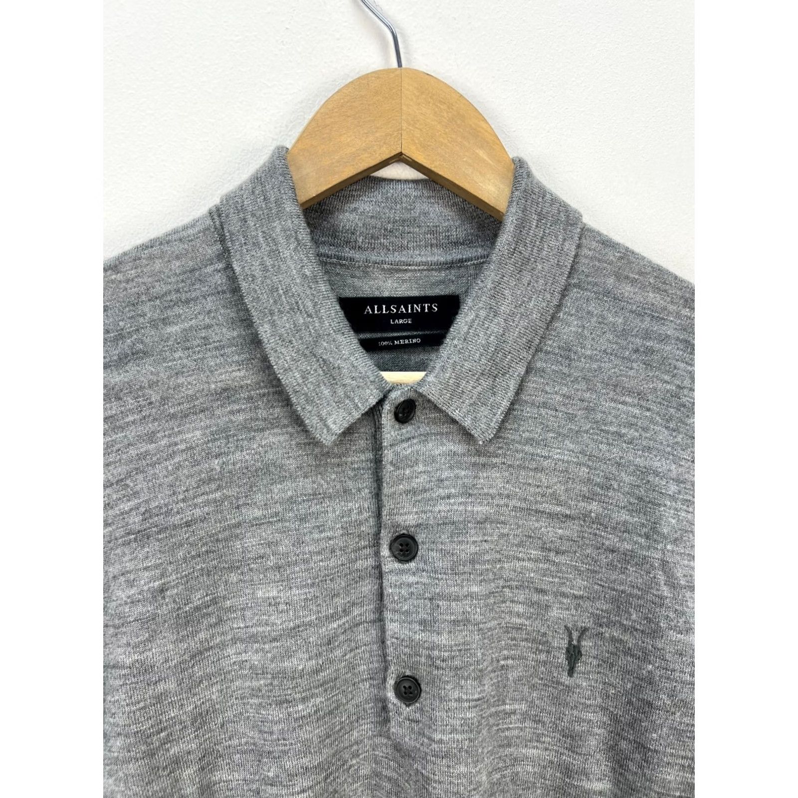 Allsaints AllSaints 100% Merino Mode LS Polo Shirt Pullover Gray Size L Mens Size US L / EU 52-54 / 3 - 2 Thumbnail