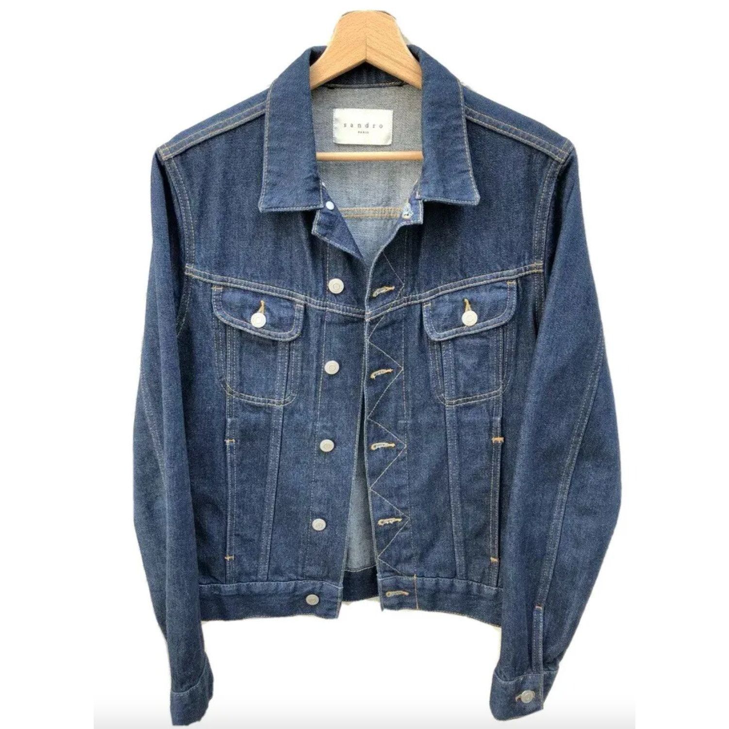 image of Sandro Blue Denim Jacket, Men's (Size Small)