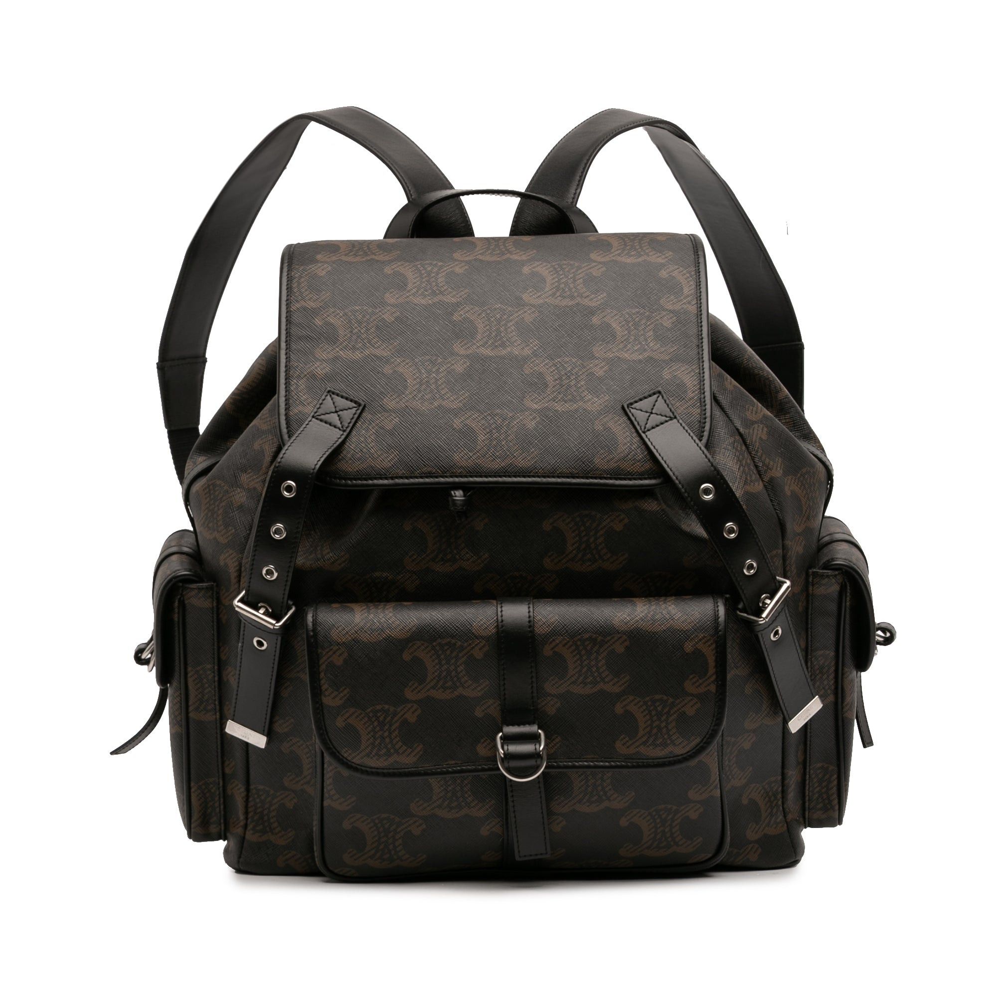 Celine Medium Triomphe Coated Canvas Backpack in Brown, Women's
