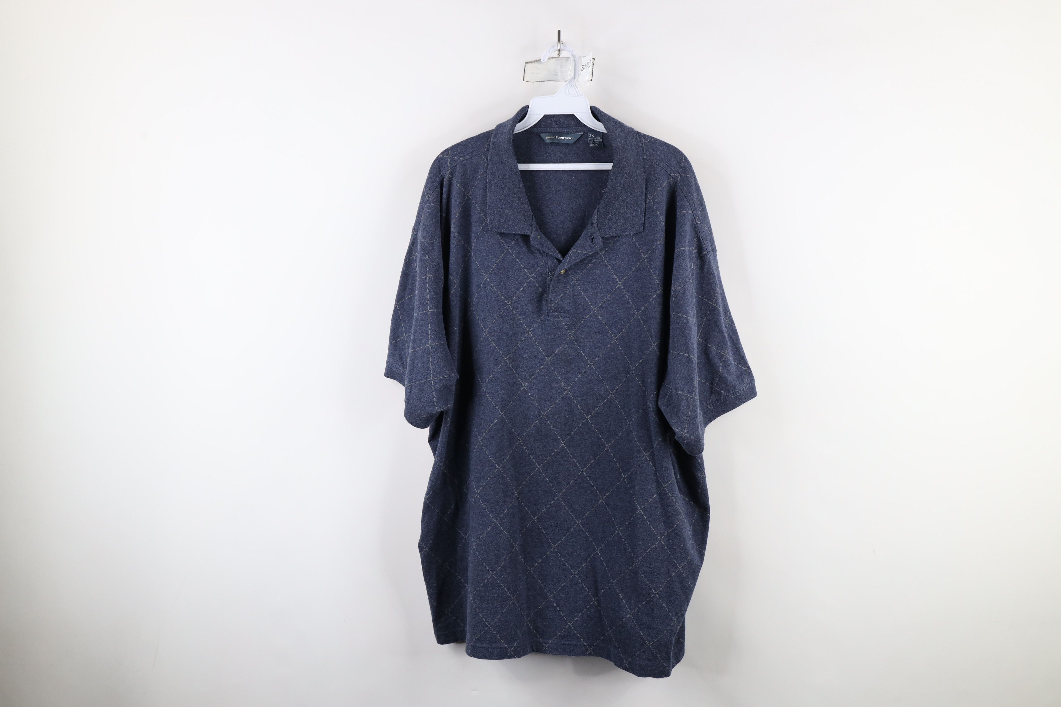 Vintage Vintage 90s Streetwear Diamond Collared Golf Polo Shirt Blue Size US XXL / EU 58 / 5 - 1 Thumbnail