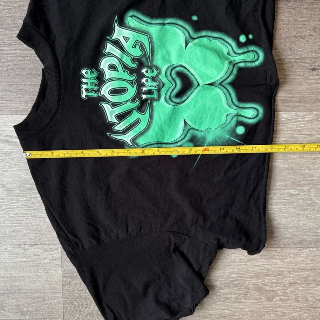 H&M H&M Black Crop Top with Green Butterfly Design Size XS / US 0-2 / IT 36-38 - 2 Thumbnail