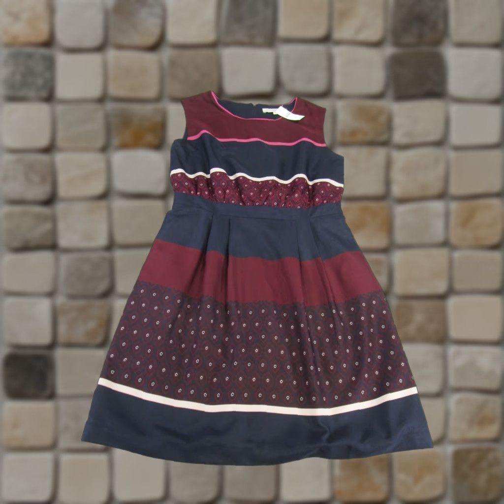 Loft VINTAGE Loft Shift Dress Womens 2 Burgundy Red Striped Sleeveless NEW  | Grailed