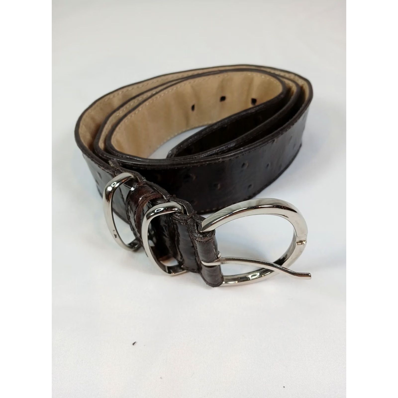 Vintage ROLFS Size L Full Grain Leather Belt Dark Brown Silver Buckle Womens Belt Size ONE SIZE - 2 Thumbnail
