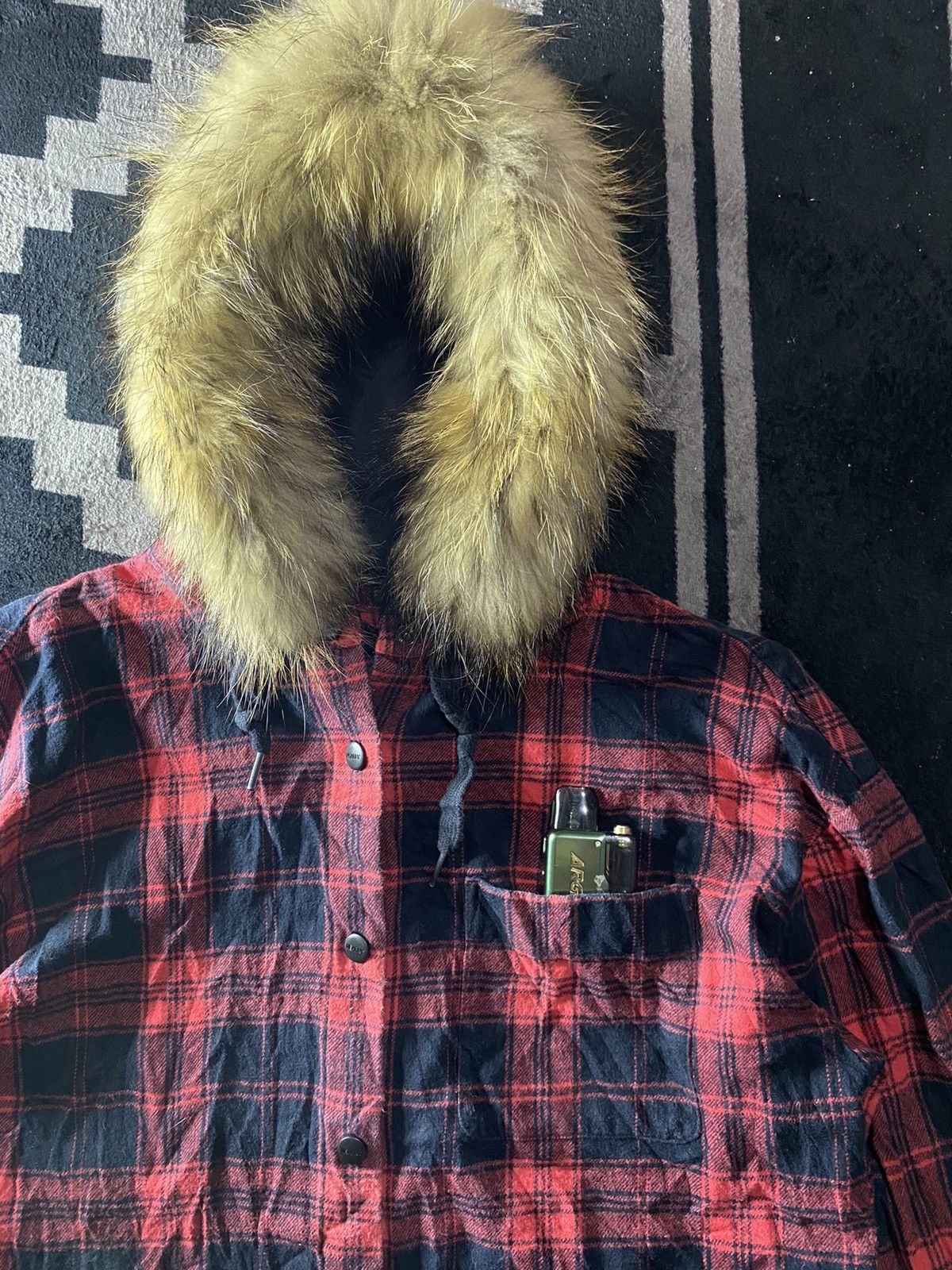 Le Grande Bleu (L.G.B.) Japanese tbj nearby faux fur tartan hoodie Size US L / EU 52-54 / 3 - 3 Thumbnail