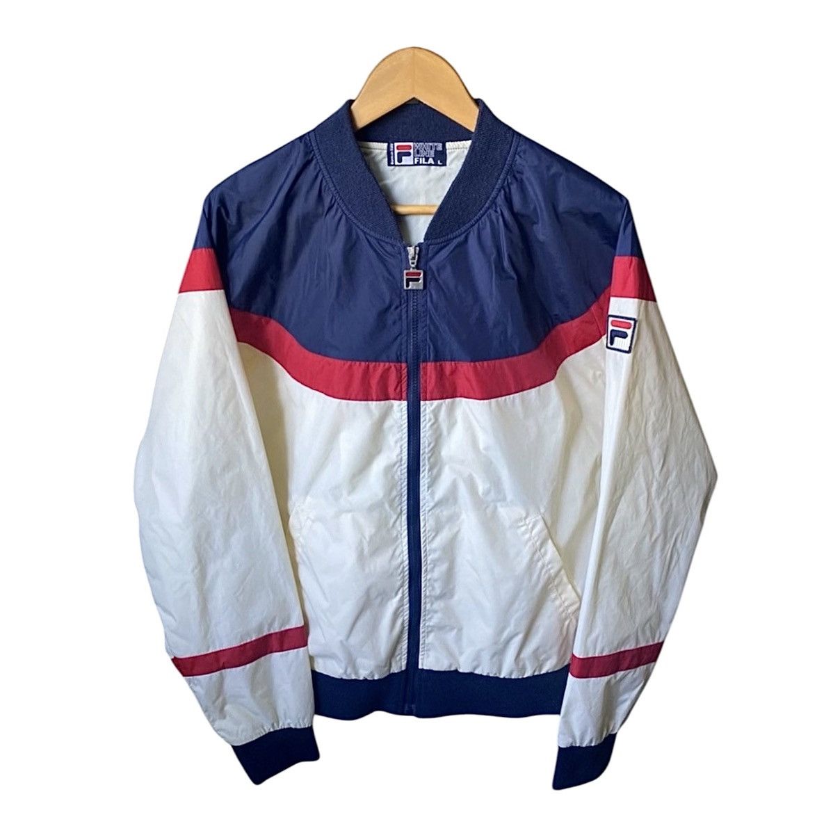 Fila Rare Vintage Fila Nylon Beige Blue Red Bomber Light Jacket Size US L / EU 52-54 / 3 - 1 Thumbnail