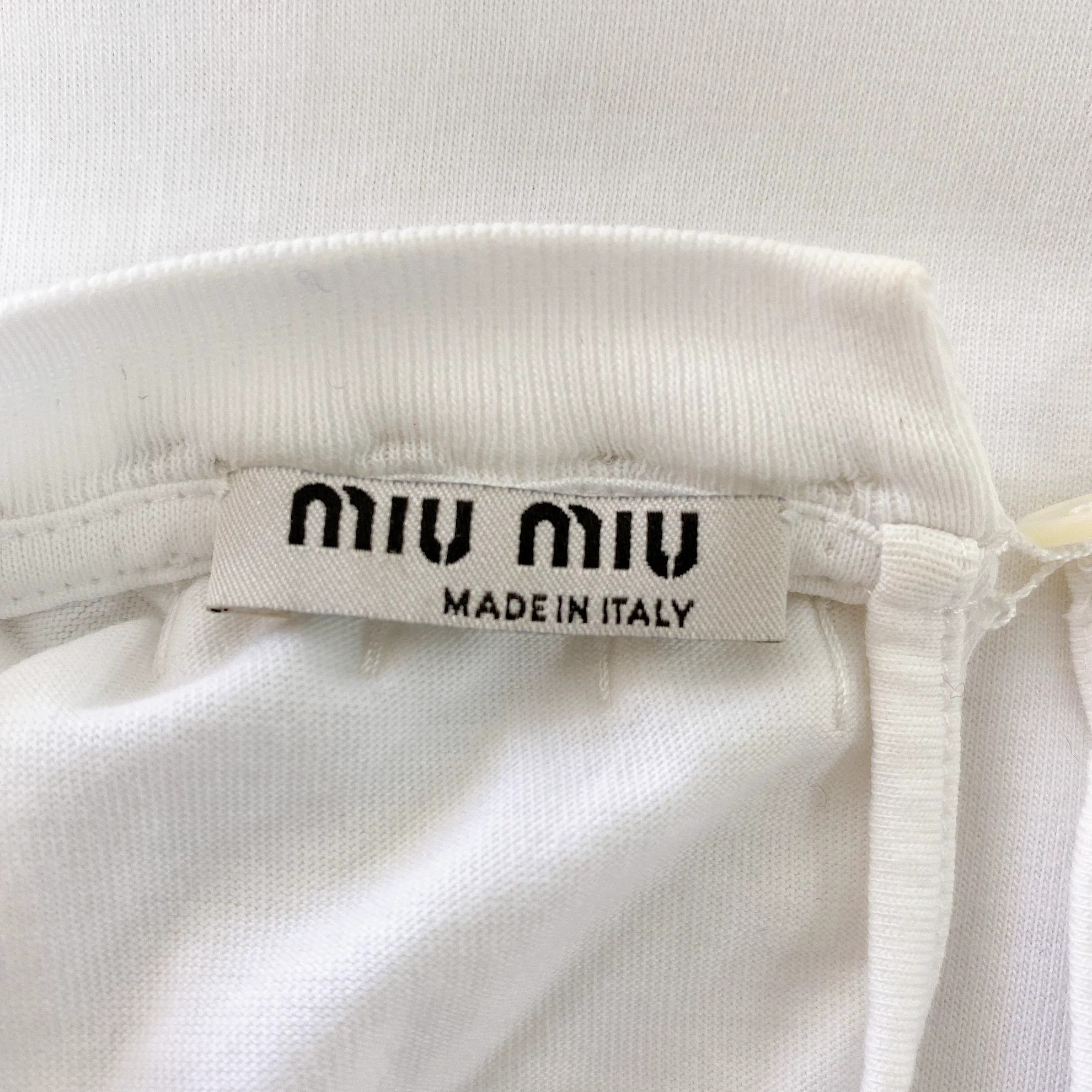 Miu Miu MIU MIU White Letter Logo T-Shirt Size M / US 6-8 / IT 42-44 - 6 Thumbnail