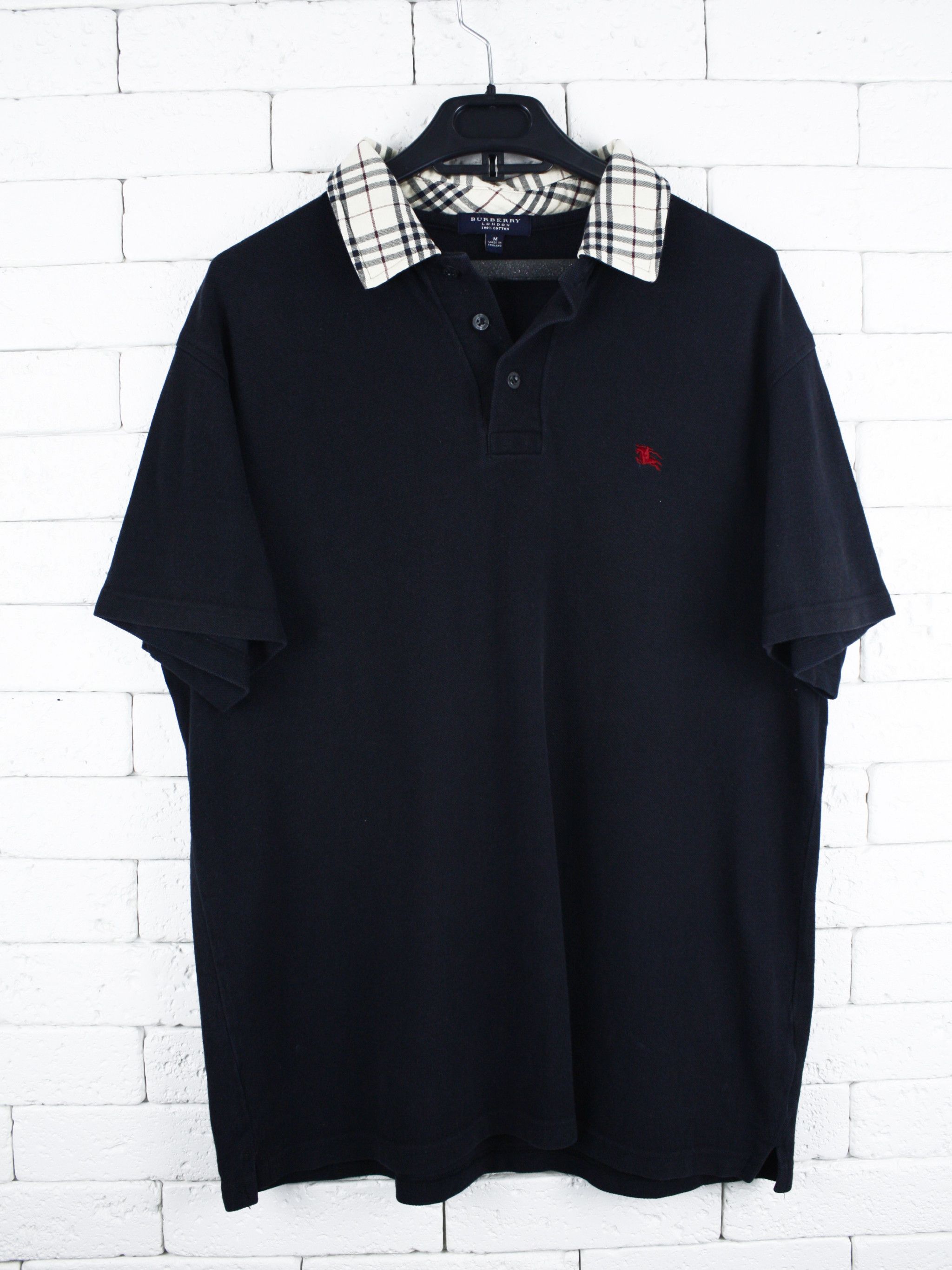 Burberry Burberry Polo Shirt Blue Nova Check Collar Vintage Size US M / EU 48-50 / 2 - 1 Thumbnail