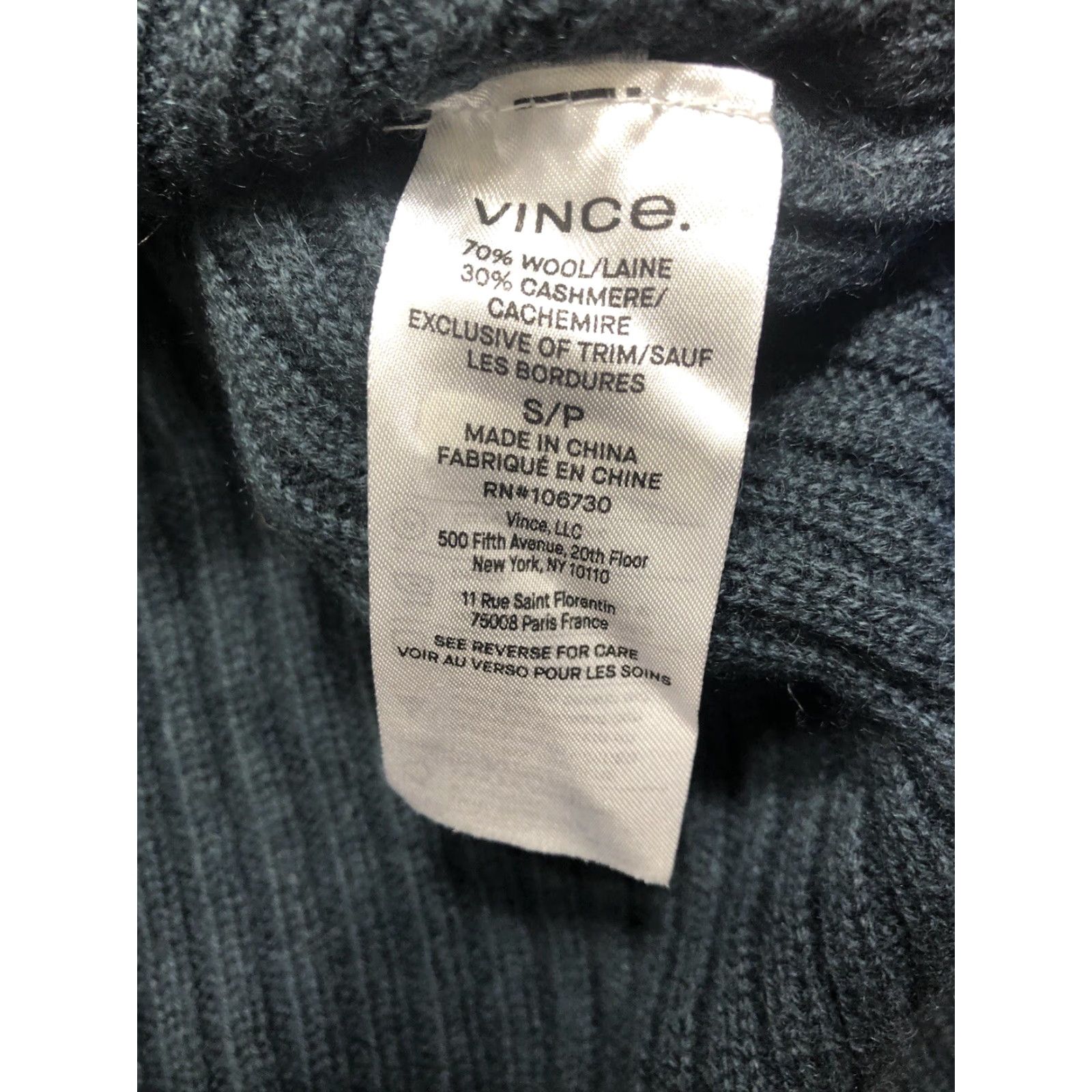 Vince Vince Womens Sweater Tunic Crew Neck Long Sleeve Blue Wool Cashmere Ribbed Small Tide Pool Blue Tide Pool Blue Size S / US 4 / IT 40 - 4 Thumbnail