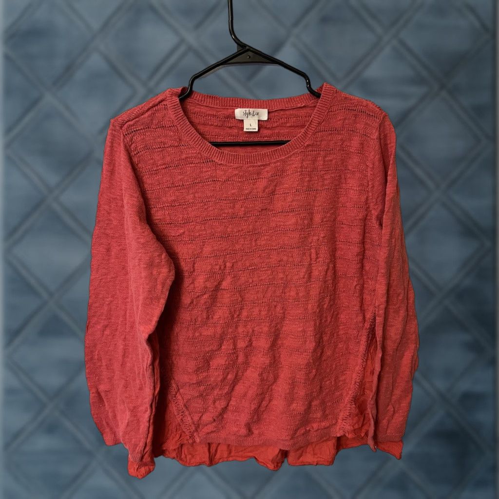 Vintage Style & Co. Women’s Salmon Crew Neck Pullover Sweater Size L Size L / US 10 / IT 46 - 1 Thumbnail