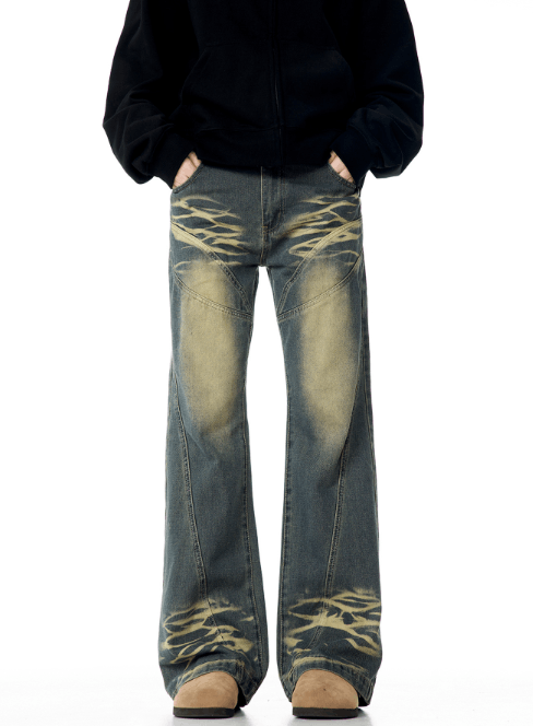 Japanese Brand × Jean High street washed distressed retro wide-leg flared jeans Size US 32 / EU 48 - 1 Thumbnail