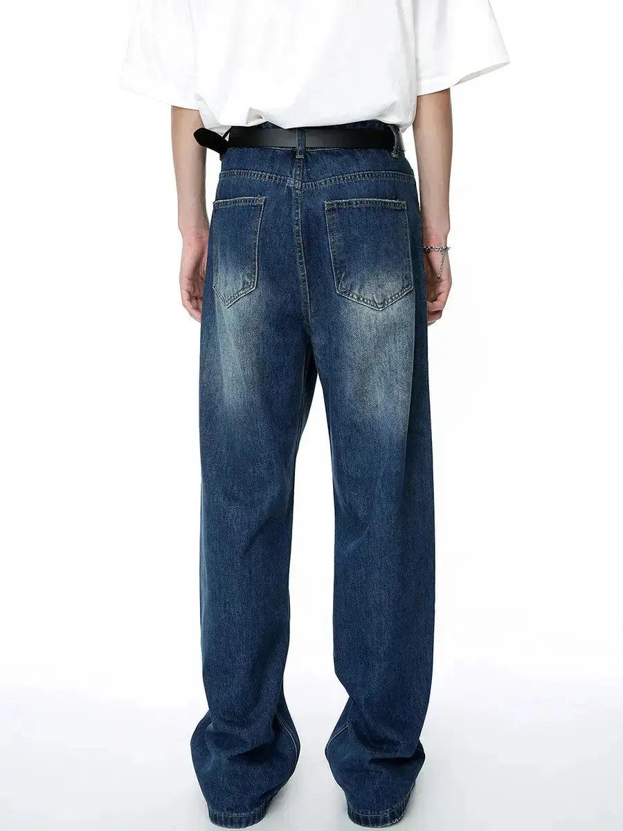 Japanese Brand Retro loose straight leg ripped jeans Size US 32 / EU 48 - 2 Thumbnail