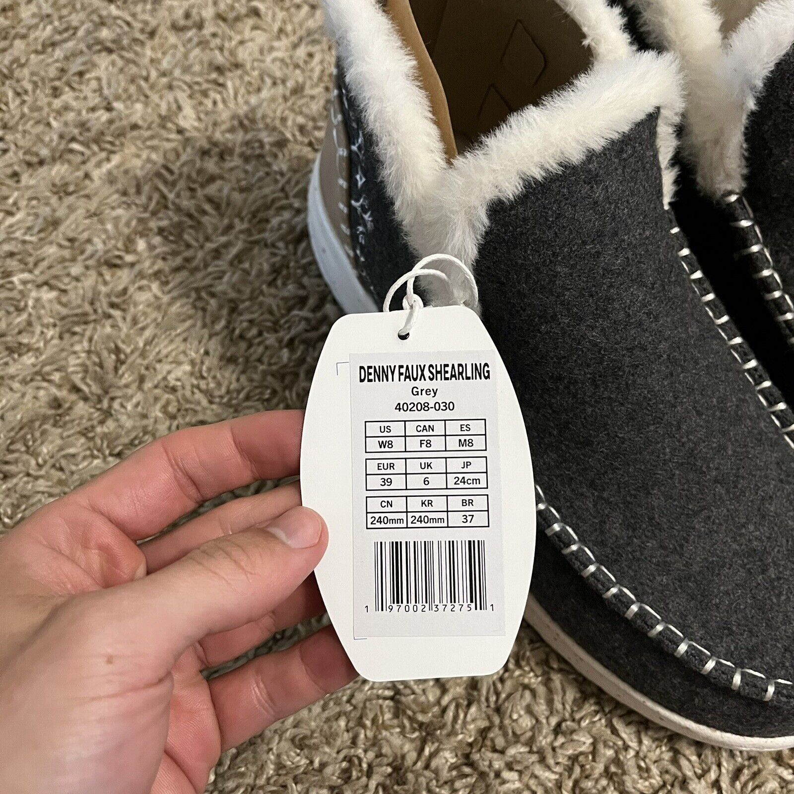 Hey Dude DENNY FAUX SHEARLING – Slip On Grigie In Lana Sintetica Con Soletta Ammortizzata E Suola EVA Ultraleggera, Taglia 40