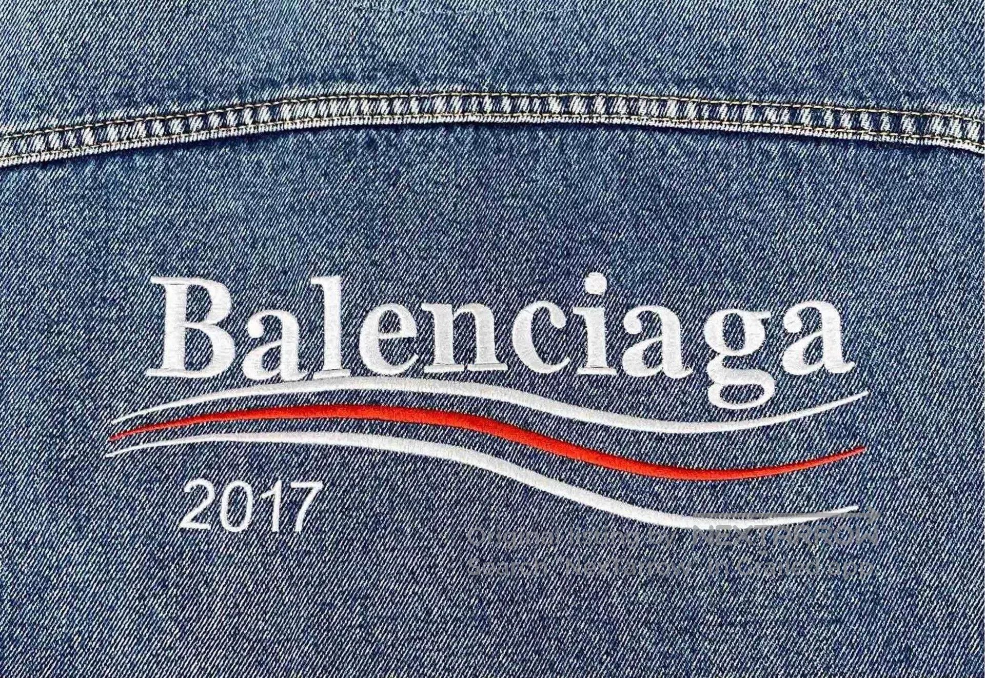 Balenciaga balenciaga distressed denim jacket with logo. Size US L / EU 52-54 / 3 - 6 Thumbnail