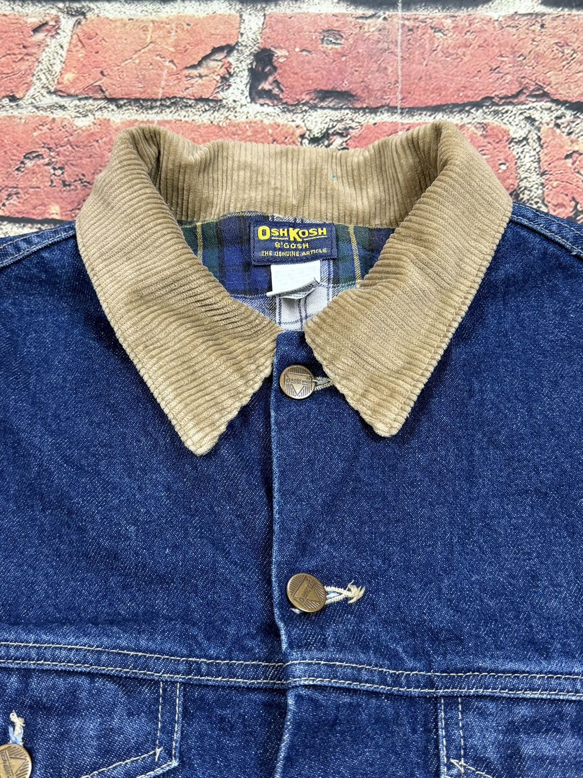 Oshkosh Vintage 80s OshKosh Bgosh Flannel Lined Denim Trucker Jacket Size US XL / EU 56 / 4 - 8 Thumbnail