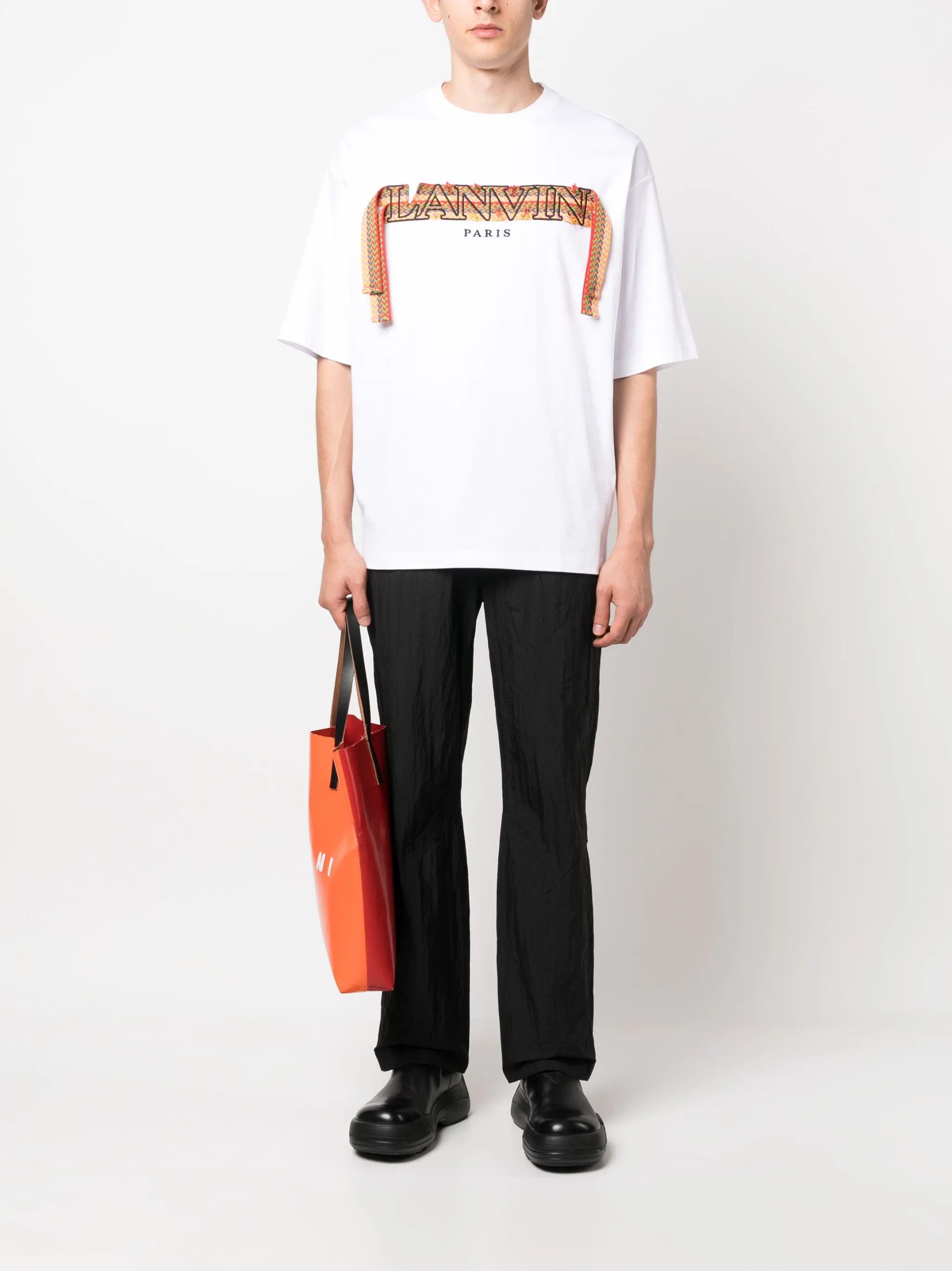 Lanvin o1y0225 Logo Crewneck T-Shirt in White Size US L / EU 52-54 / 3 - 5 Thumbnail