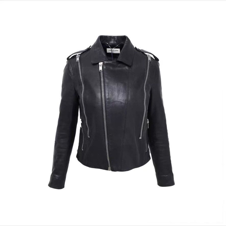 Saint Laurent Paris Saint Laurent Black Leather Zip Jacket Size XS / US 0-2 / IT 36-38 - 1 Thumbnail