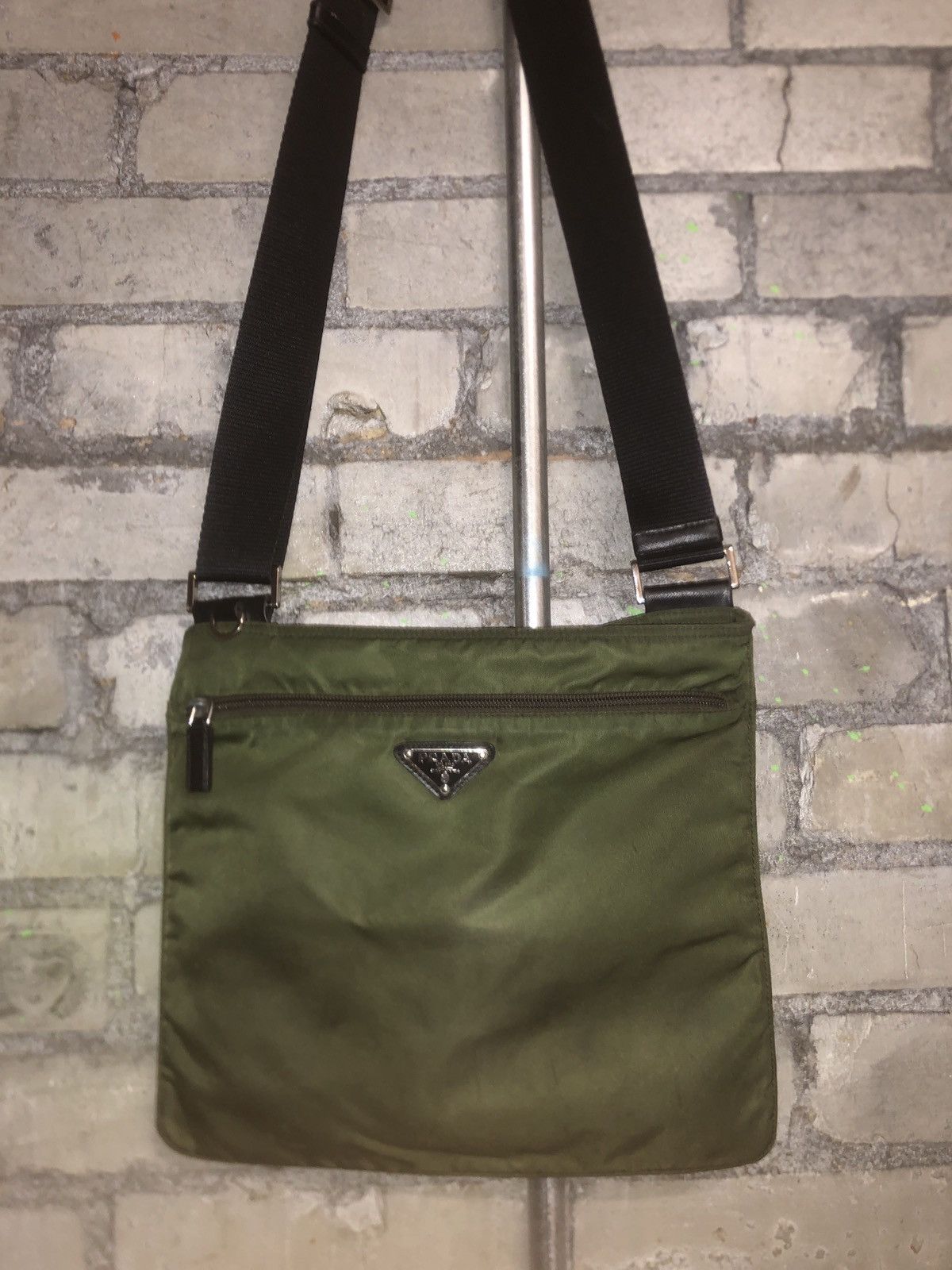 image of Prada Olive Green Nylon Crossbody Bag, Men's