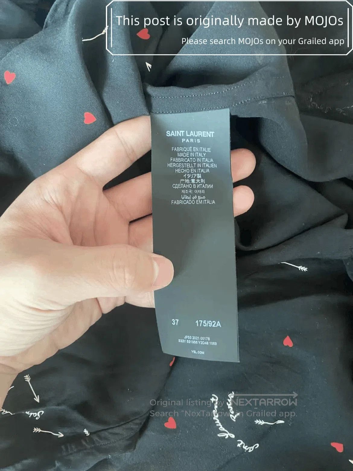 Saint Laurent Paris Sz 37 Saint Laurent Paris 22SS Heart & Arrow Logo Shirt moj Size US S / EU 44-46 / 1 - 3 Thumbnail
