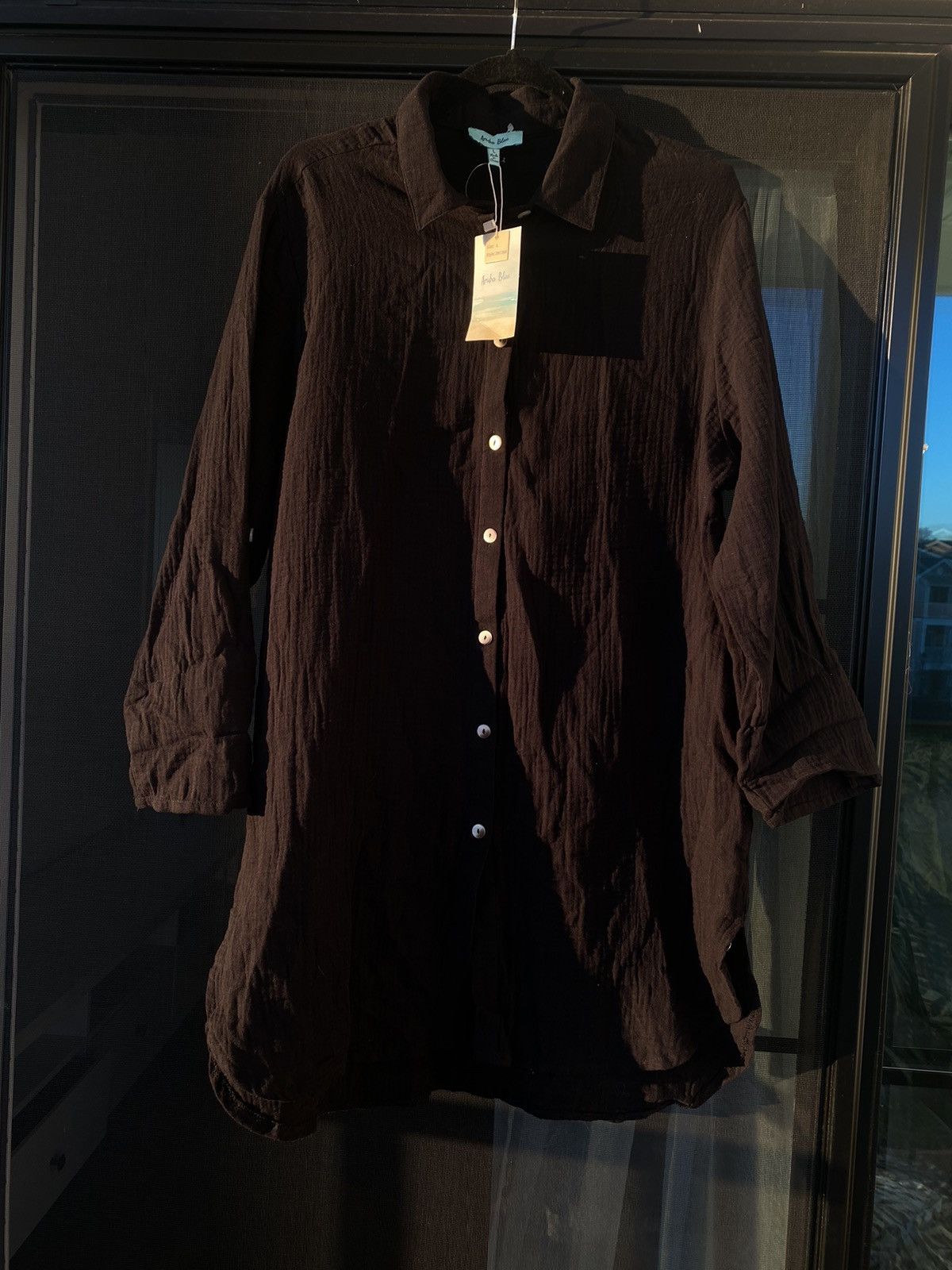 Other NEW Aruba Blue Women’s 100% Cotton Button Up Shirt Sz L Size L / US 10 / IT 46 - 2 Thumbnail