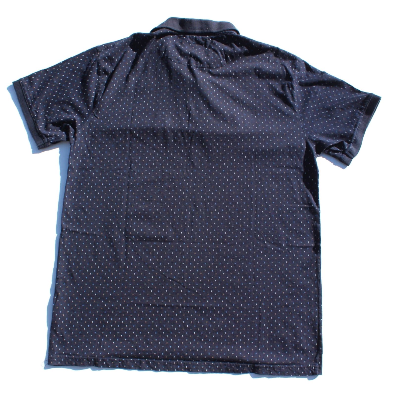 Vintage Craft + Flow Polo Shirt XL Short Sleeve Collared Navy Blue Diamond All Over Mens Size US XL / EU 56 / 4 - 2 Thumbnail
